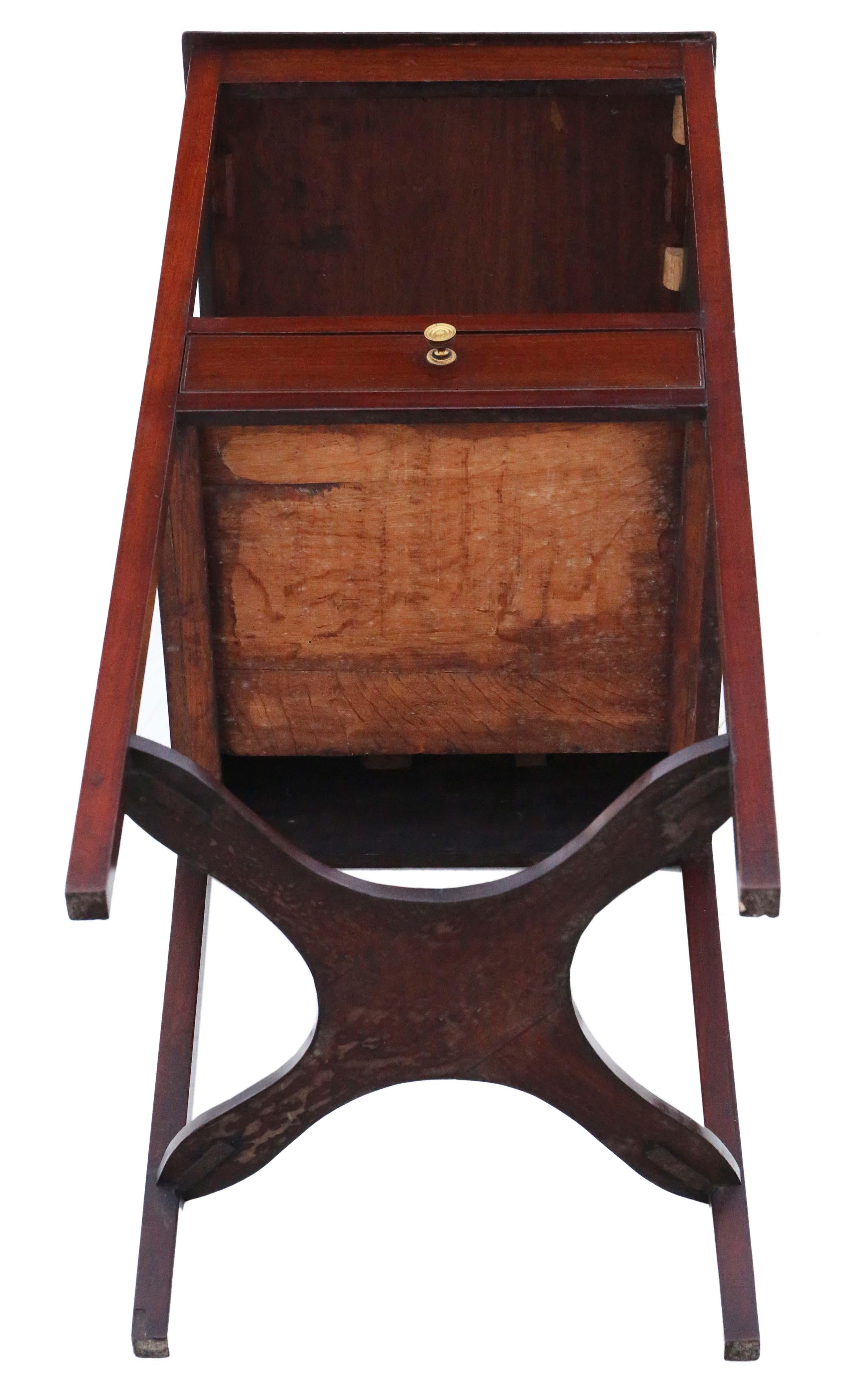  Antique quality mahogany washstand bedside table Georgian nightstand 19th C For Sale 2