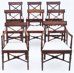 Antique Quality Matched Set of 8 '6 Plus 2' 19th Century Mahogany Dining Chairs