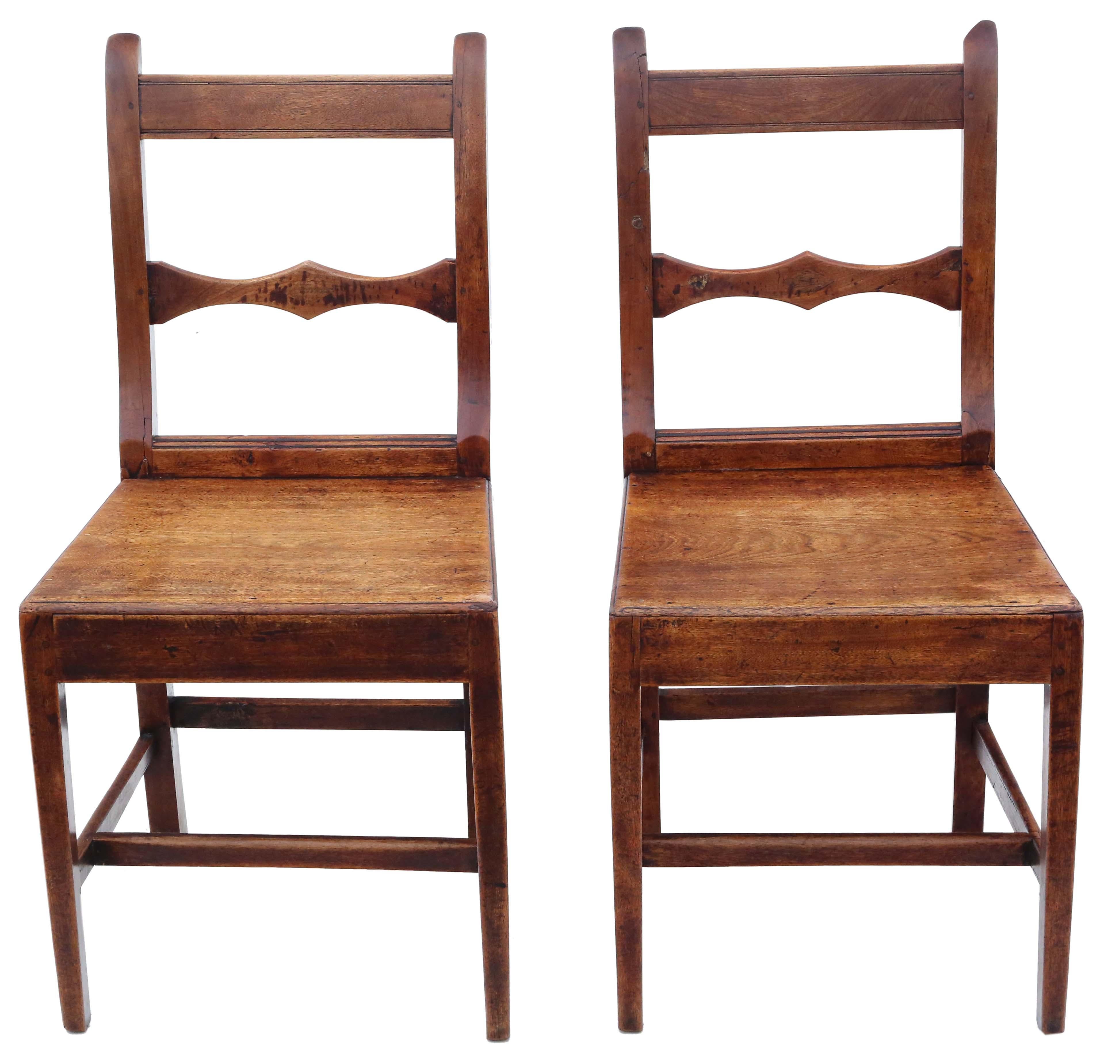 Wood Antique Quality Matched Set of 9 8 6 19th Century Elm Kitchen Dining Chairs