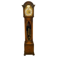 Antique Quality Oak Brass Face Chiming Grandmother Clock