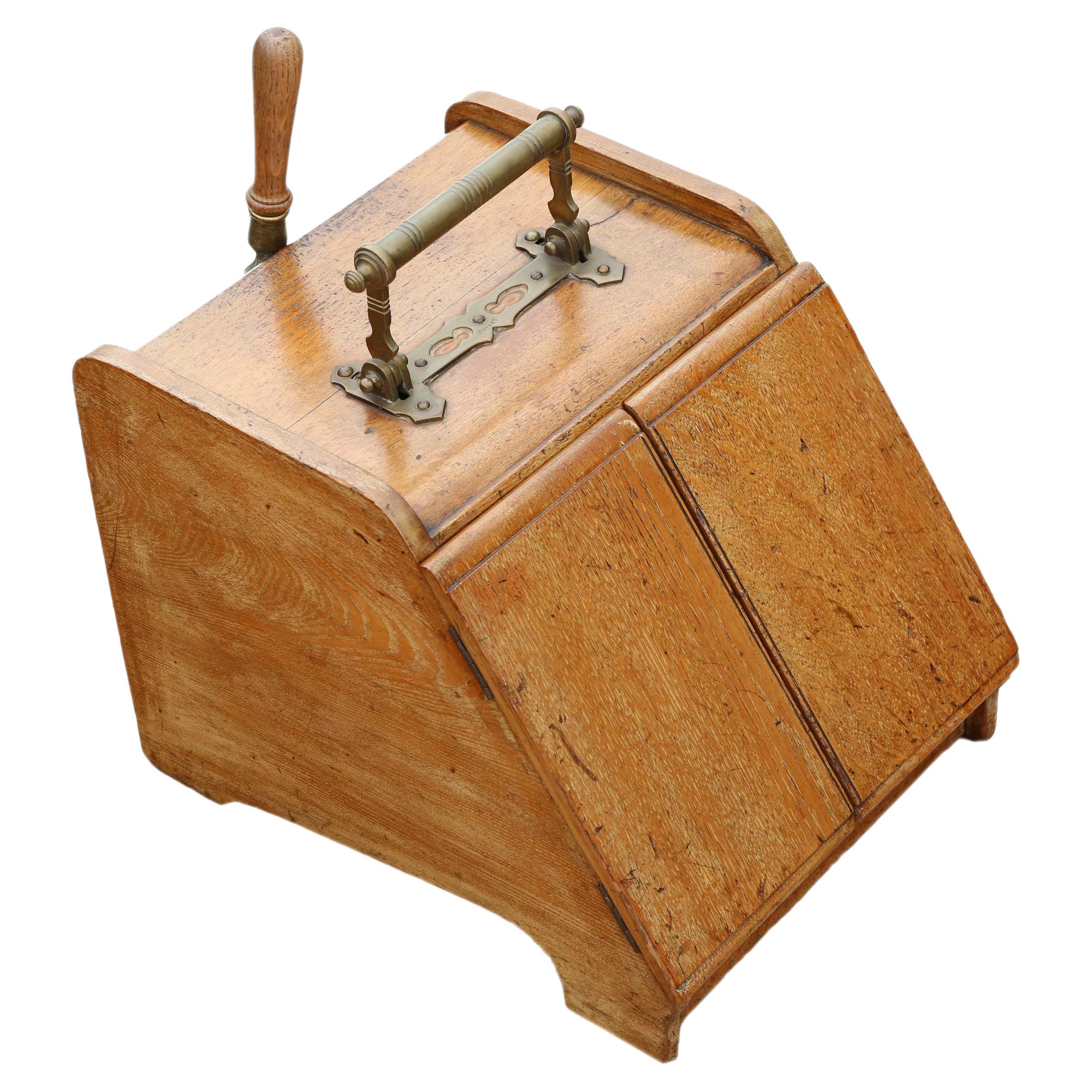 Antique Quality Oak Perdonium Coal Scuttle Box or Cabinet, C1900 For Sale