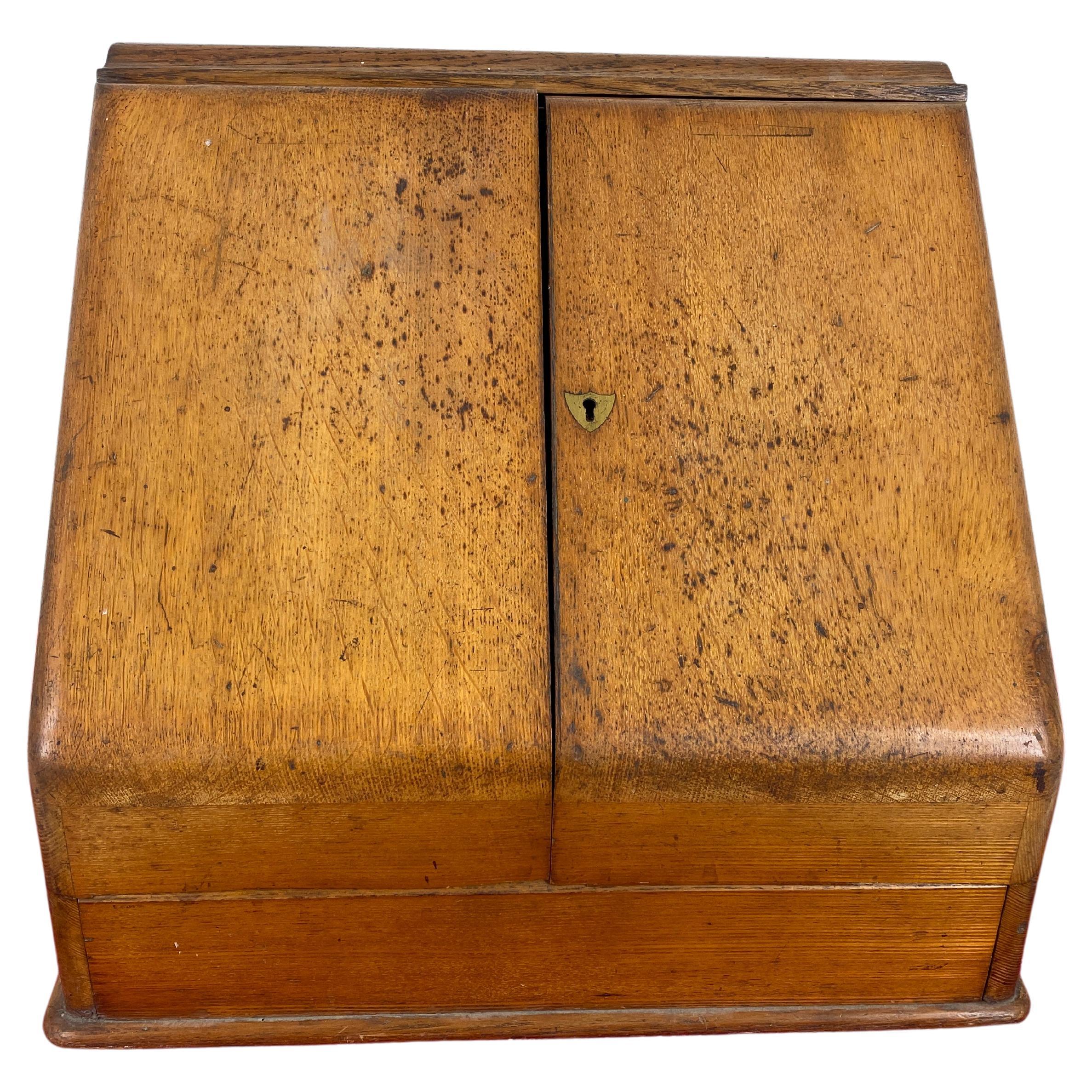 Antique Quality Oak Stationary Box, Campaign Box, Scotland 1880 For Sale