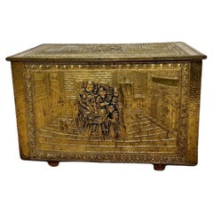 Vintage quality ornate brass coal box