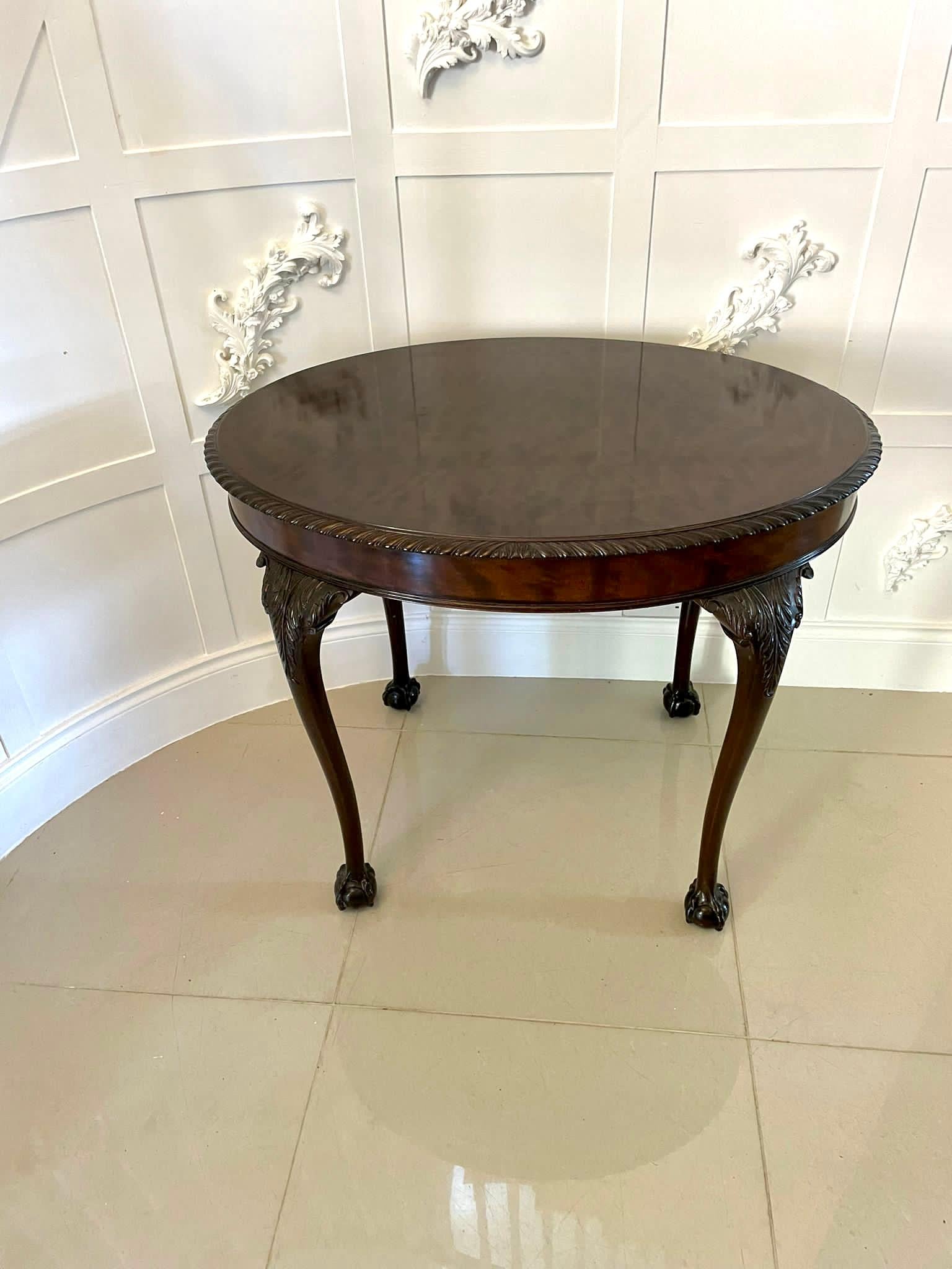 English Antique Quality Oval Carved Mahogany Centre Table For Sale
