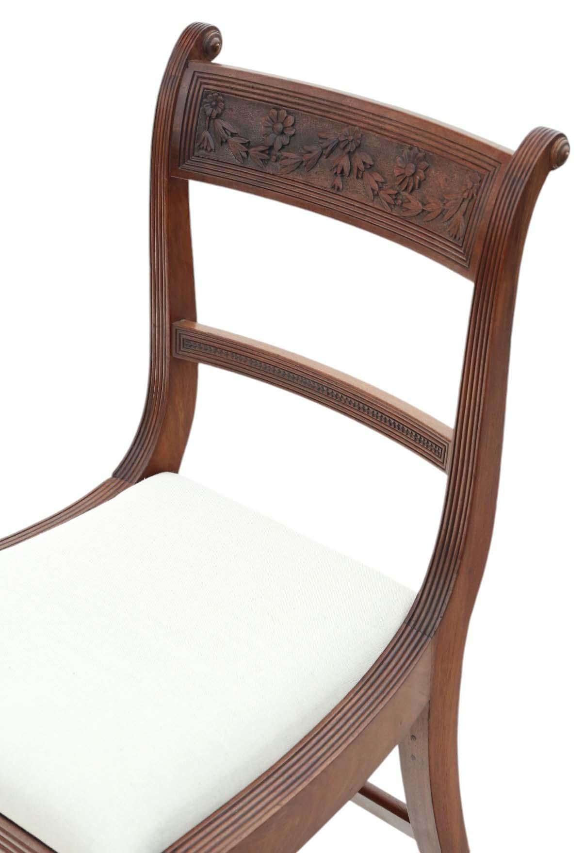 Wood Antique quality pair of 19th Century Carved Mahogany dining bedroom hall chairs For Sale