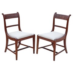 Antique quality pair of 19th Century Carved Mahogany dining bedroom hall chairs