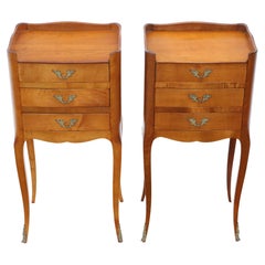 Antique quality pair of French bedside tables cupboards mid 20th Century