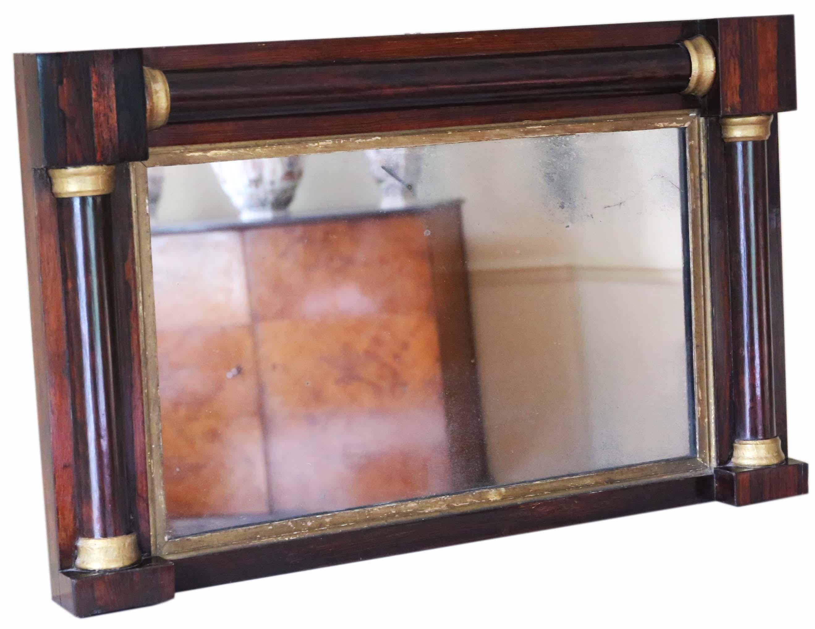 Glass Antique Quality Regency Mahogany and Gilt Overmantle or Wall Mirror, circa 1825 For Sale