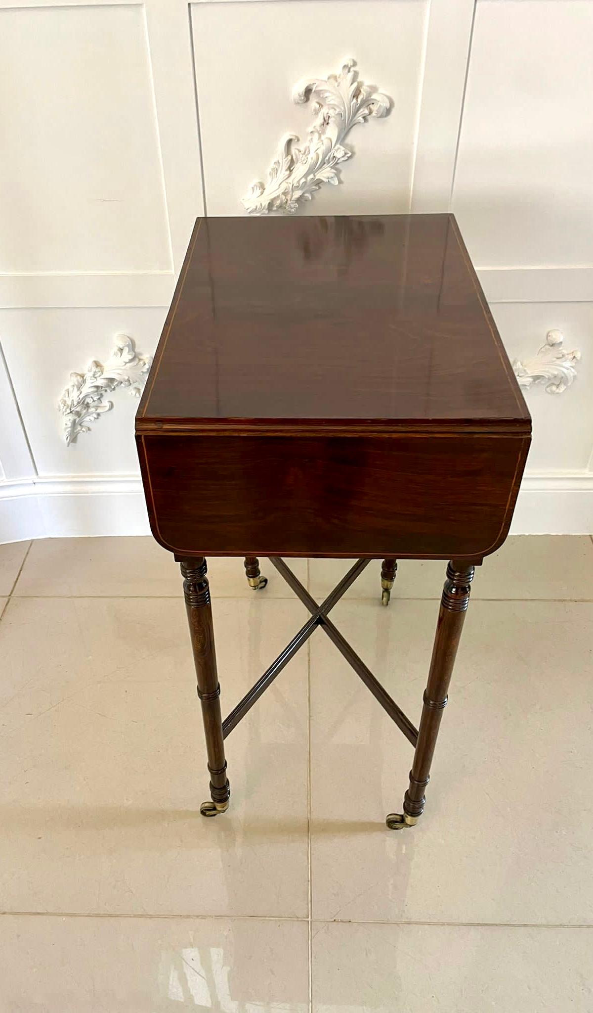 Antique Quality Rosewood Freestanding Drop Leaf Lamp Table by Druce & Co London For Sale 5