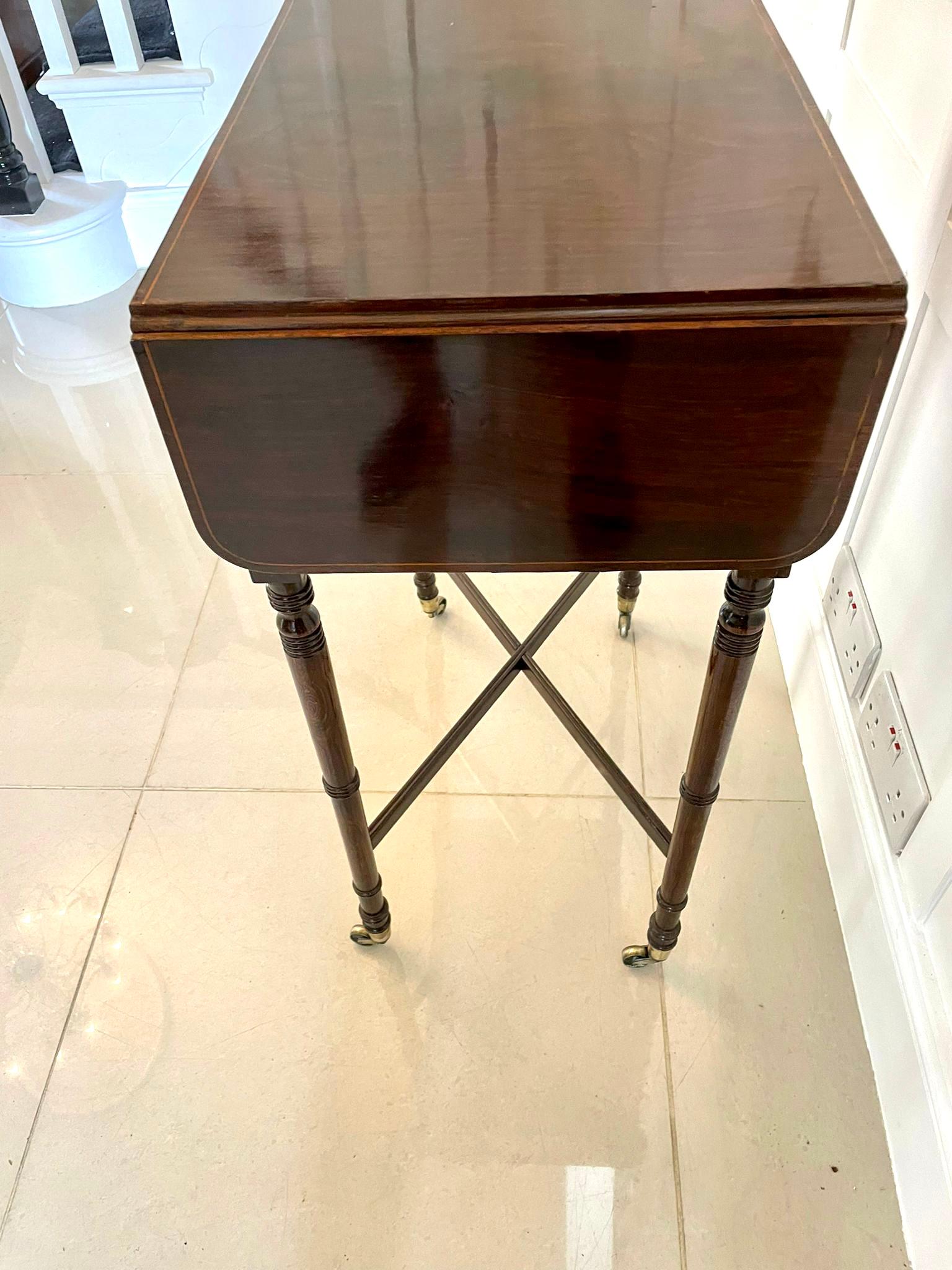 Antique Quality Rosewood Freestanding Drop Leaf Lamp Table by Druce & Co London For Sale 6