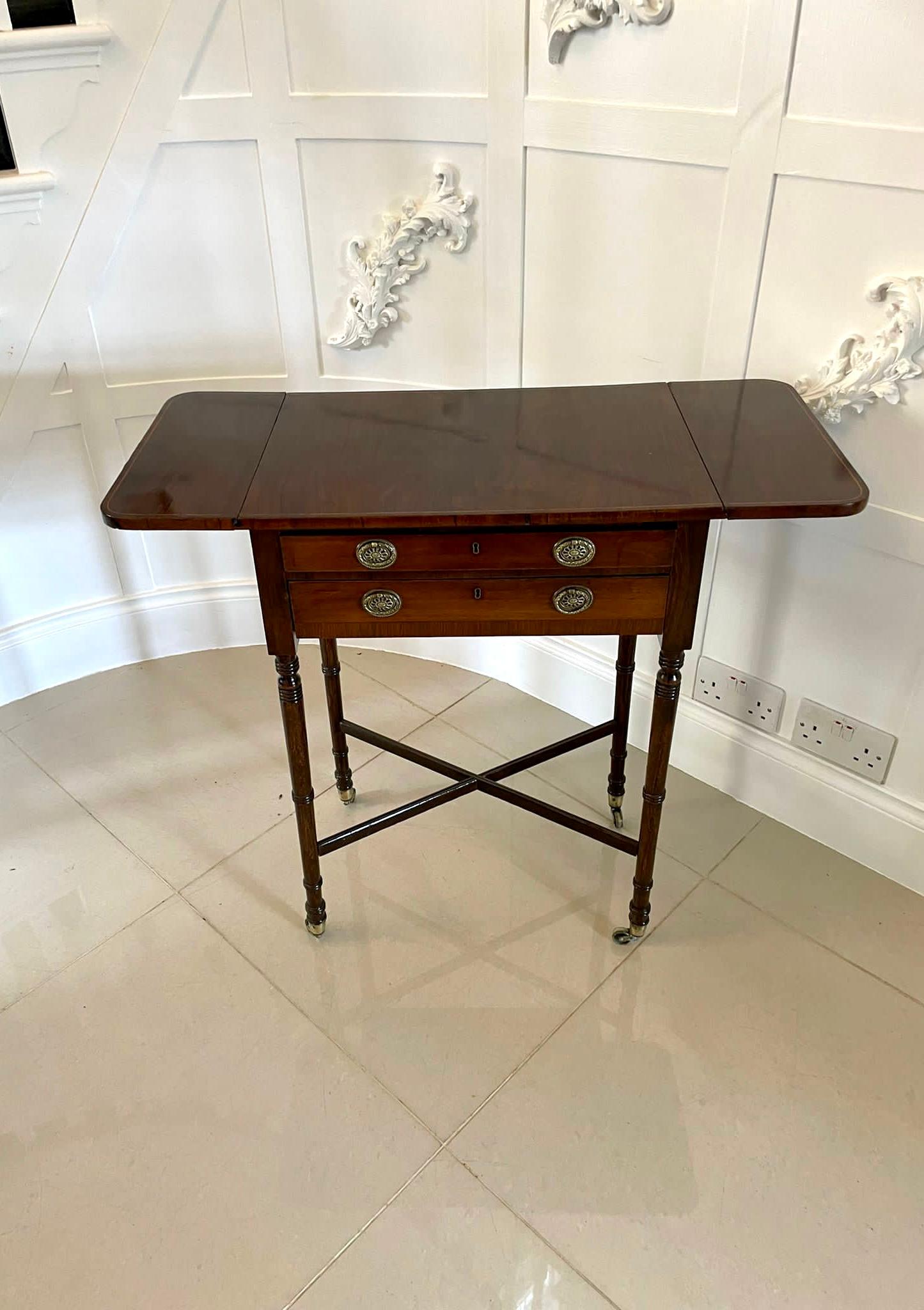 English Antique Quality Rosewood Freestanding Drop Leaf Lamp Table by Druce & Co London For Sale