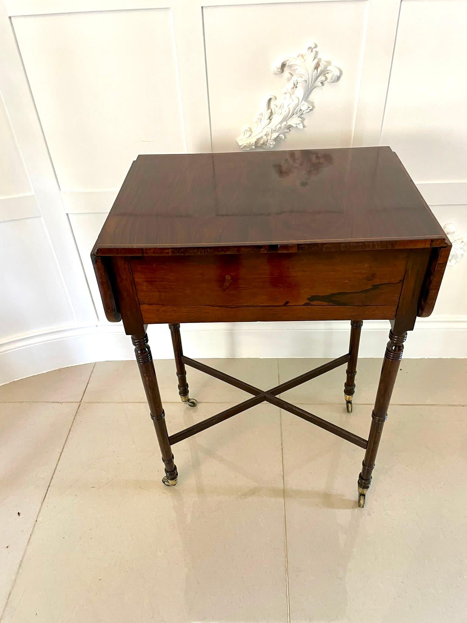 Antique Quality Rosewood Freestanding Drop Leaf Lamp Table by Druce & Co London For Sale 2