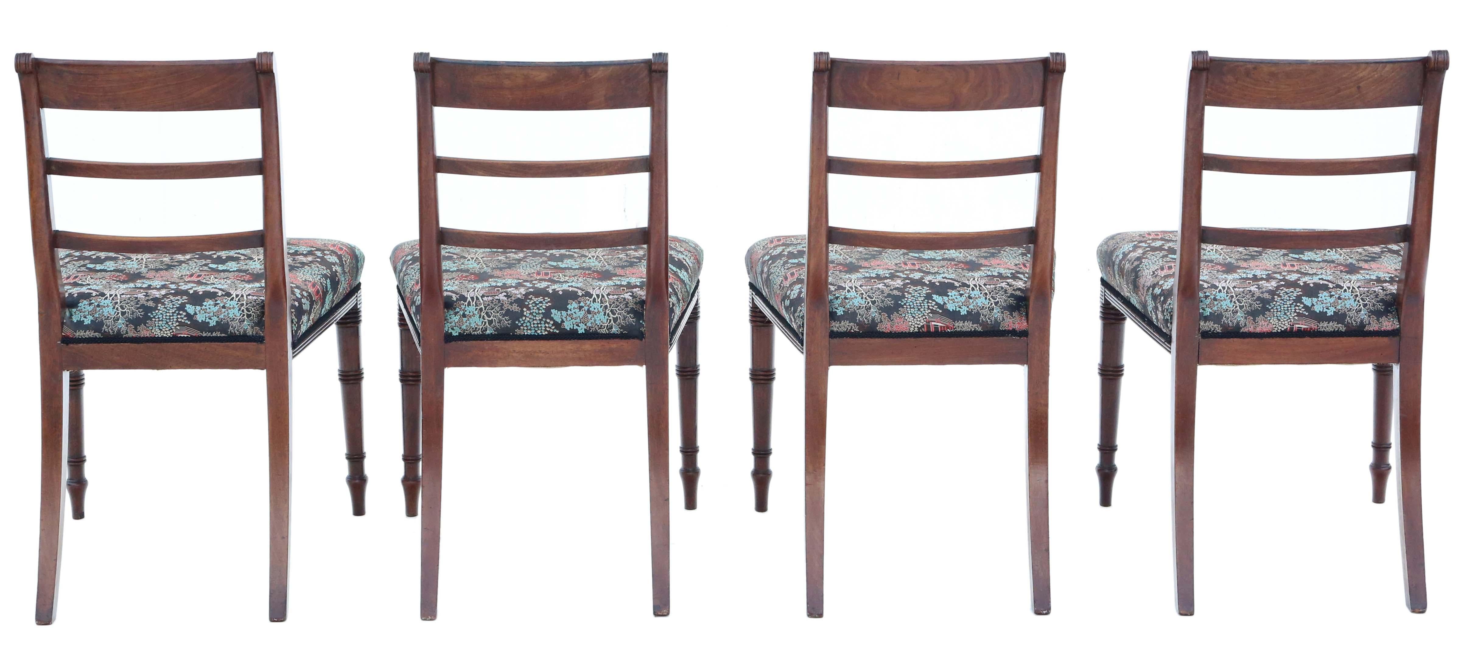 Antique quality set of 4 Georgian mahogany dining chairs C1800 Chinoiserie In Good Condition For Sale In Wisbech, Cambridgeshire