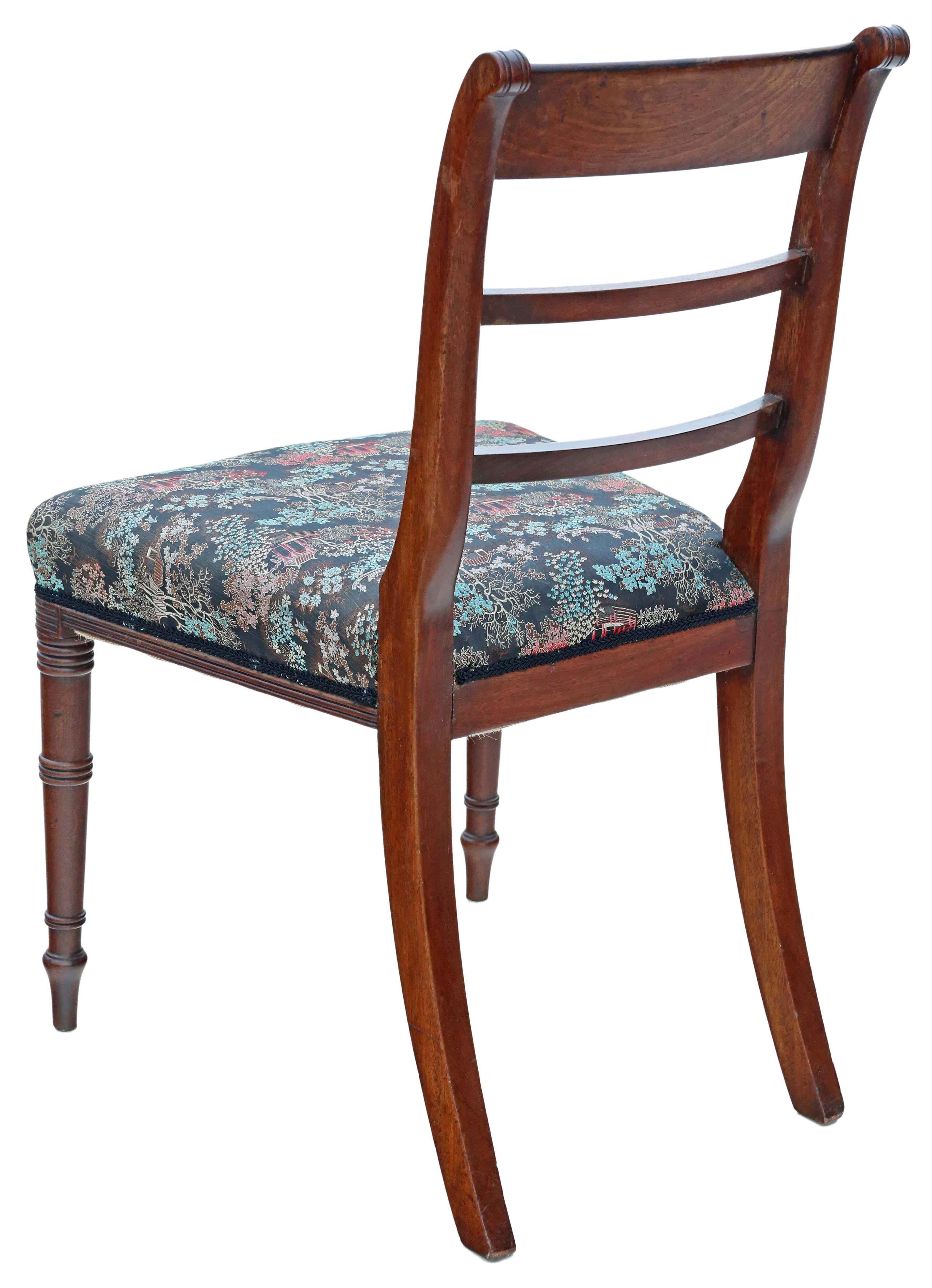 Antique quality set of 4 Georgian mahogany dining chairs C1800 Chinoiserie For Sale 1