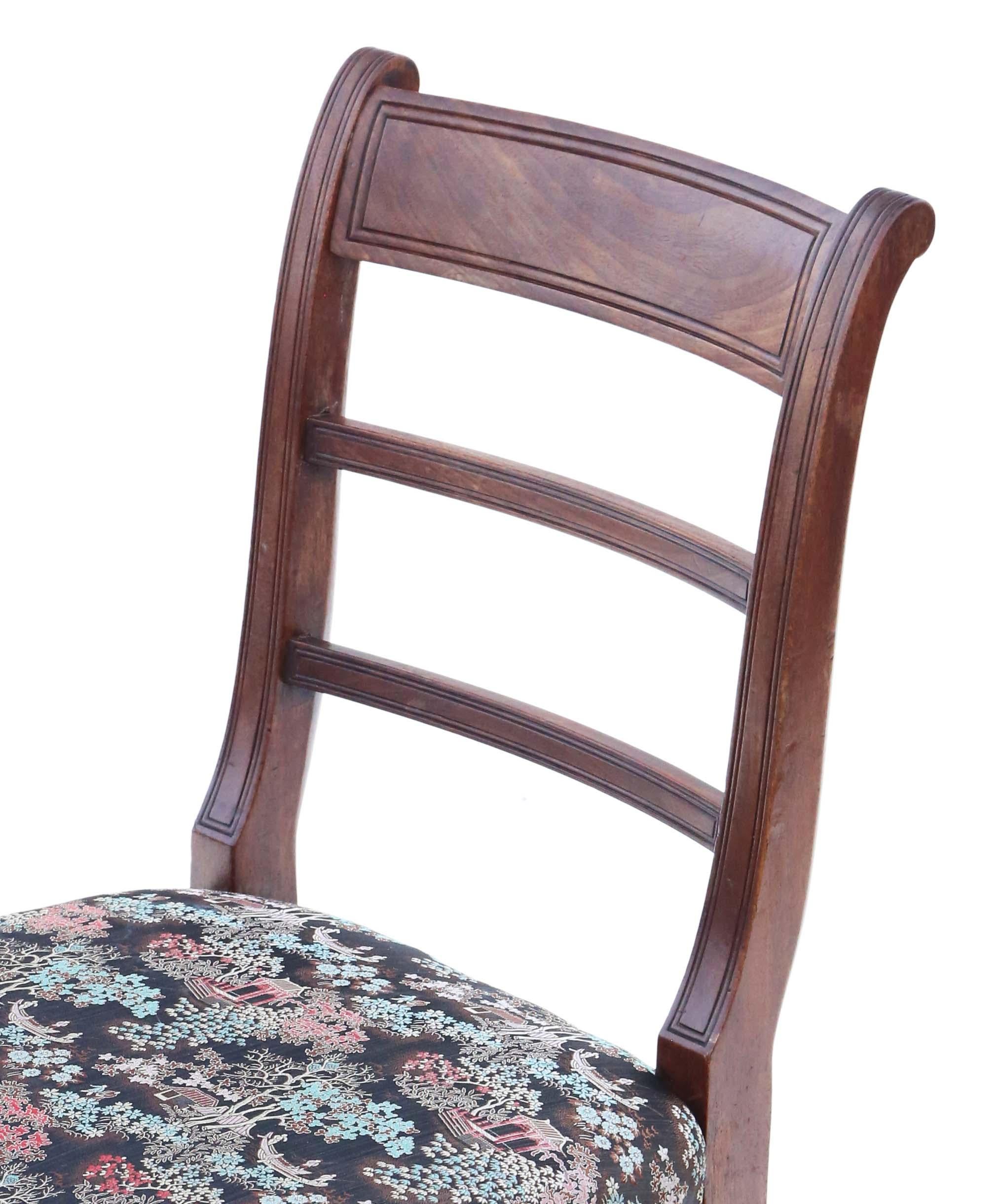 Antique quality set of 4 Georgian mahogany dining chairs C1800 Chinoiserie For Sale 3