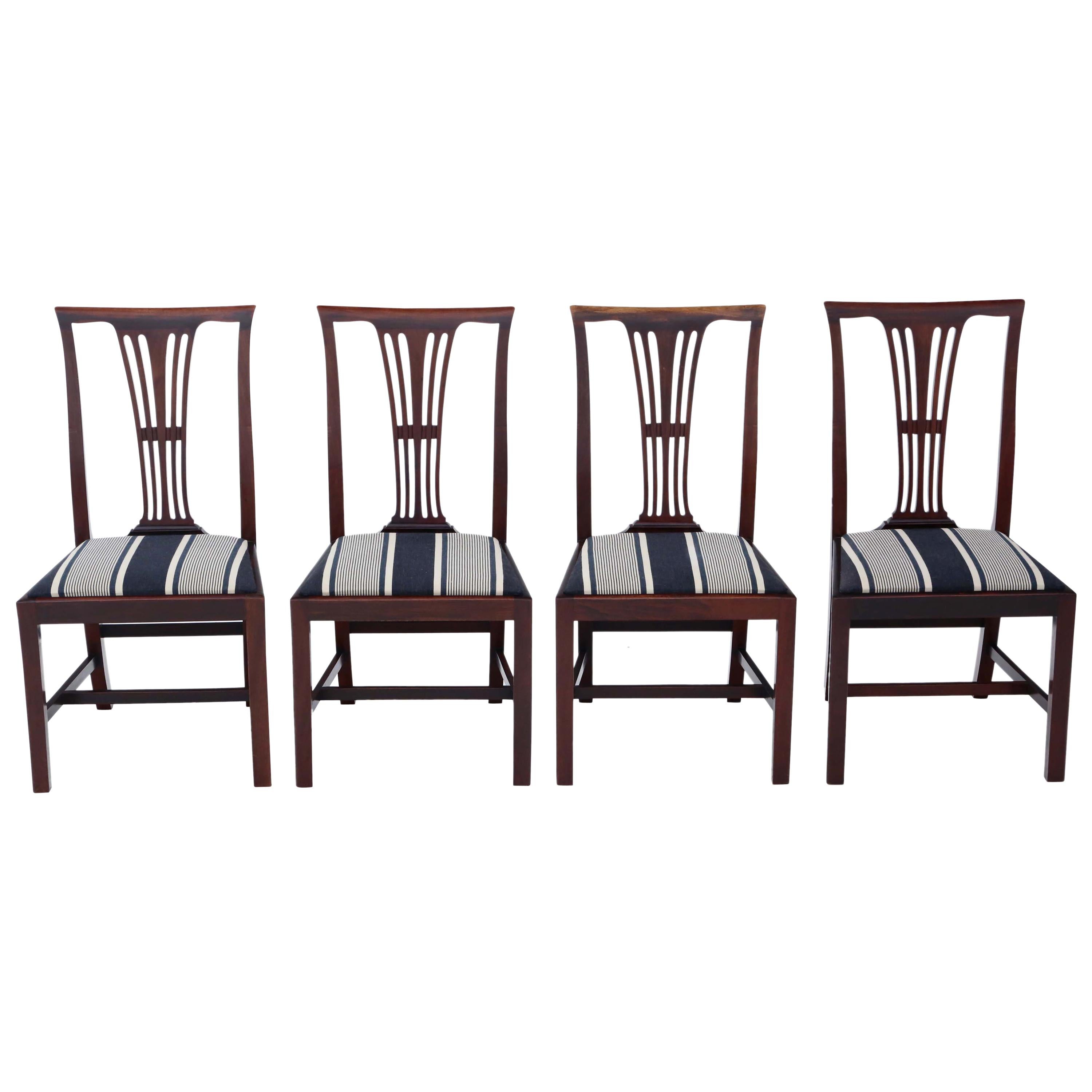 Antique Quality Set of 4 Victorian circa 1900 Mahogany Dining Chairs