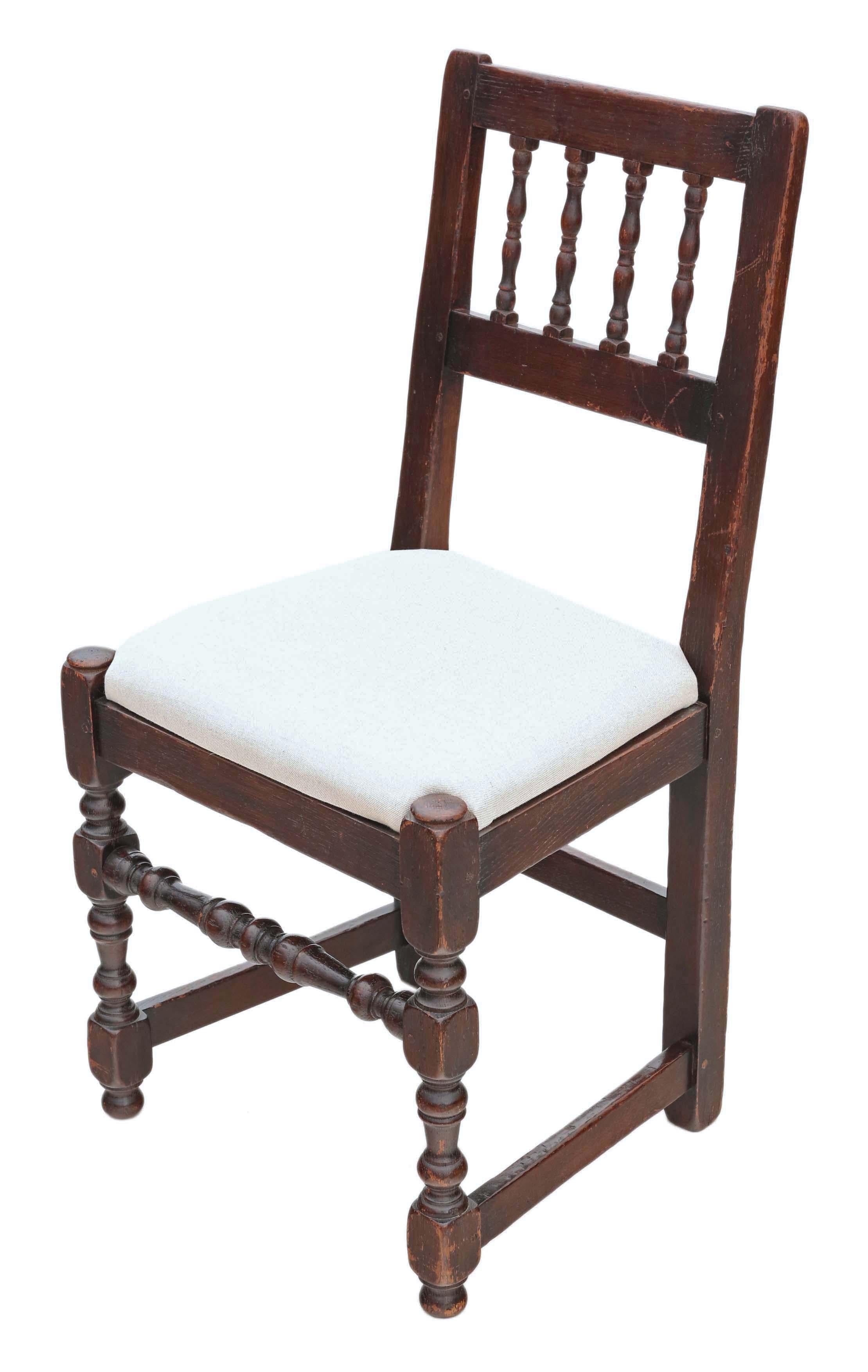 Oak Antique quality set of 6 19th Century rustic oak kitchen dining chairs For Sale