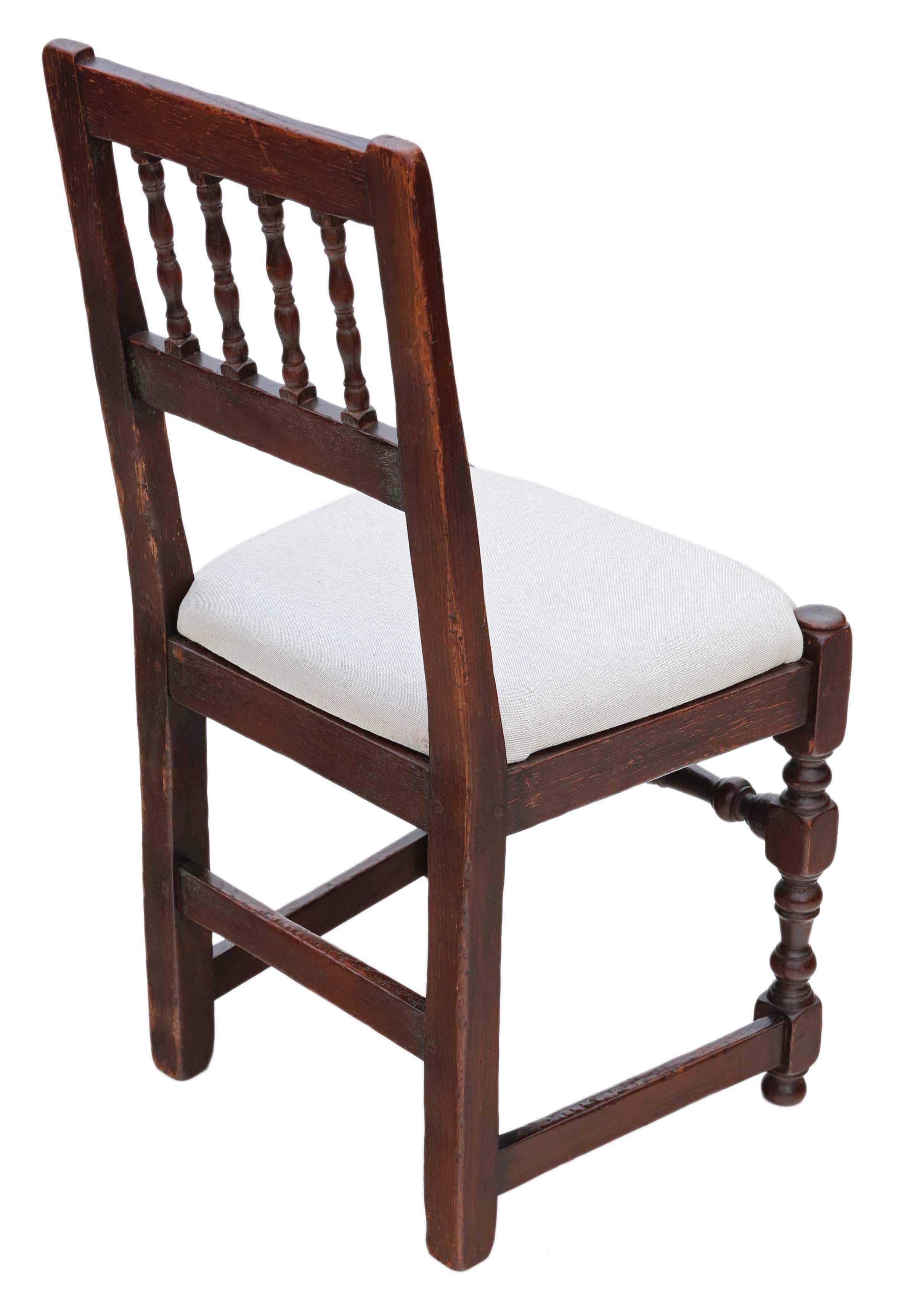 Antique quality set of 6 19th Century rustic oak kitchen dining chairs For Sale 1