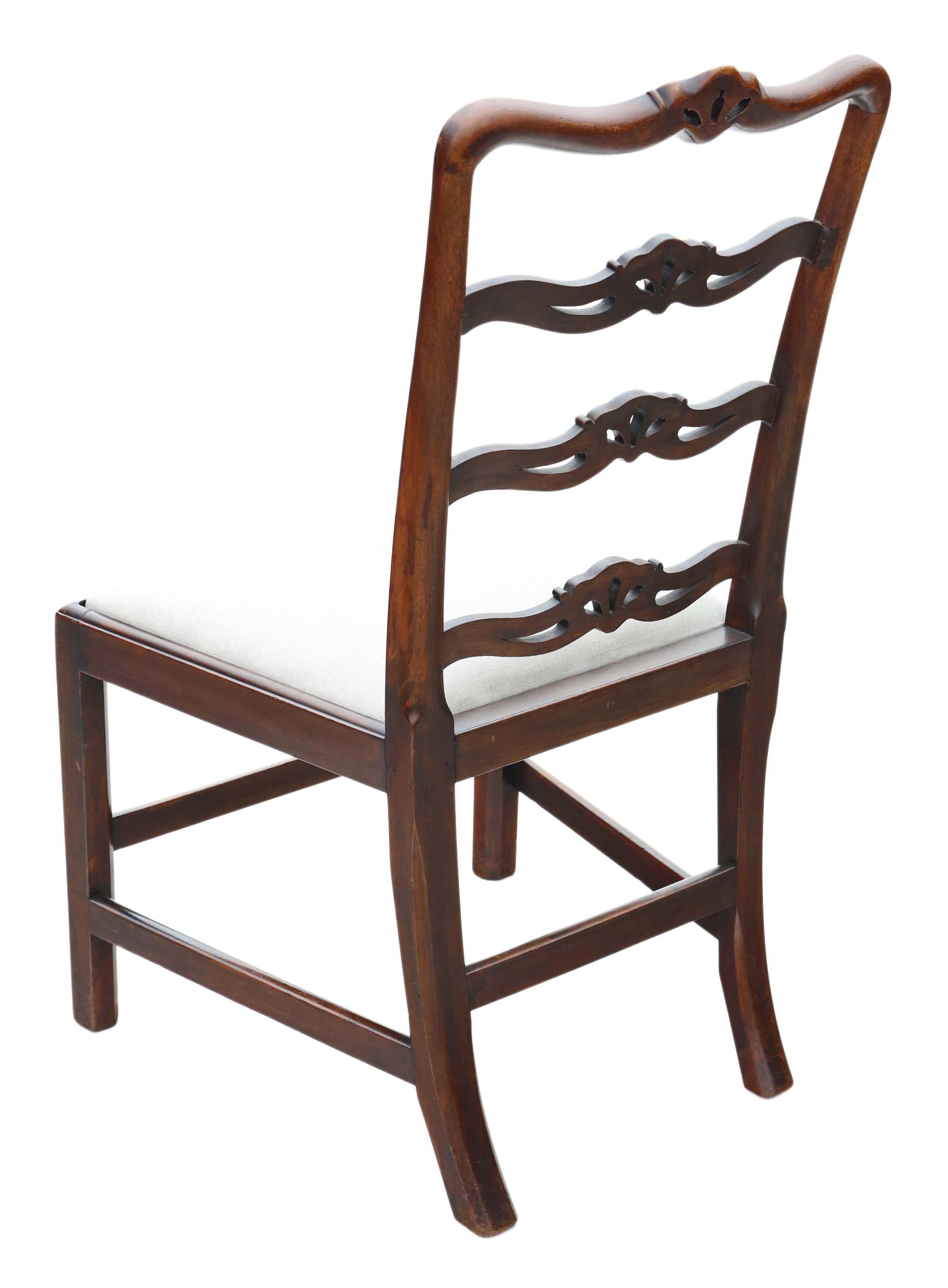 Antique Quality Set of 8 '6 + 2' Mahogany Dining Chairs 19th Century Ribbon Back 6