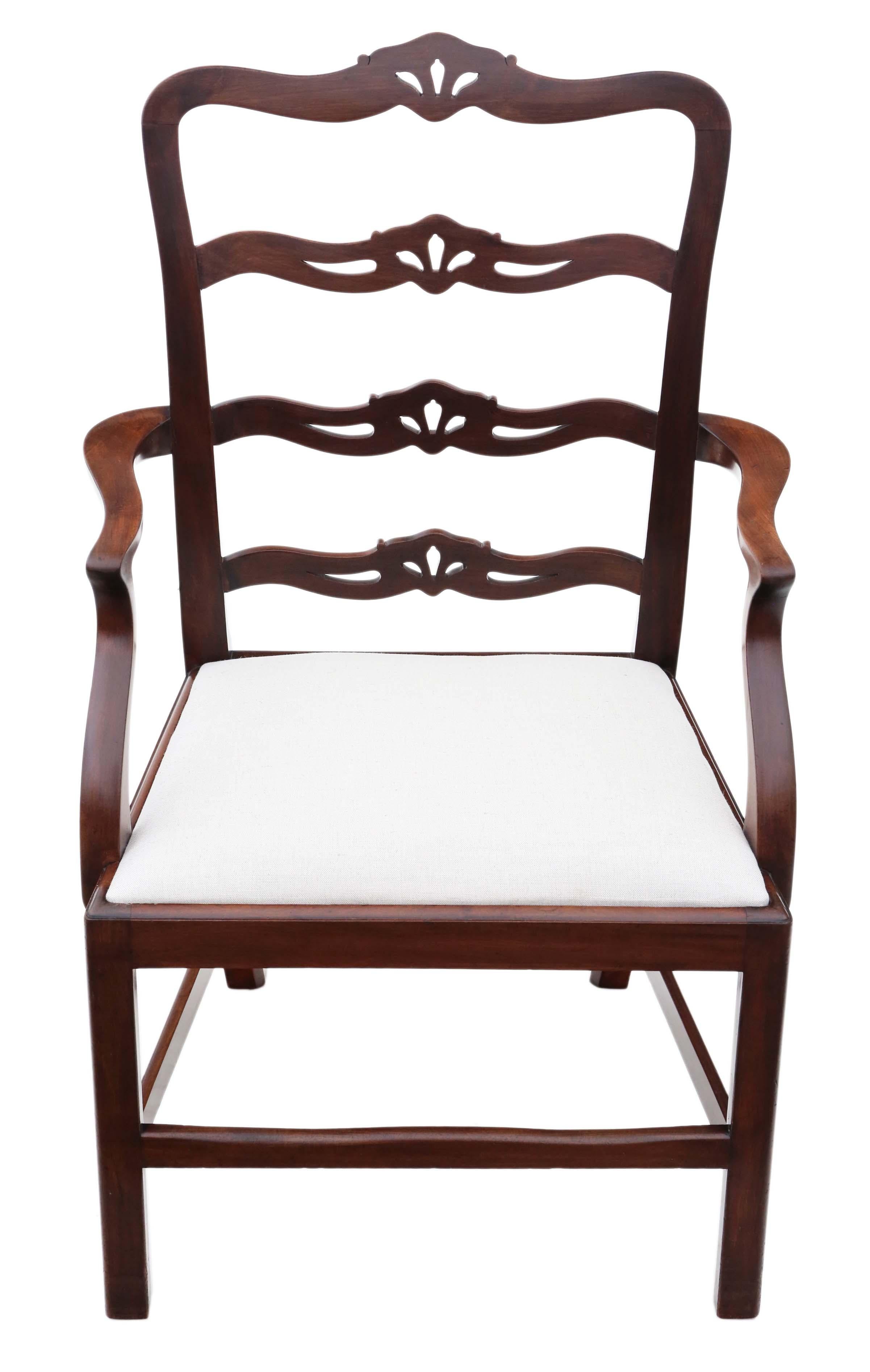 Antique Quality Set of 8 '6 + 2' Mahogany Dining Chairs 19th Century Ribbon Back In Good Condition In Wisbech, Cambridgeshire