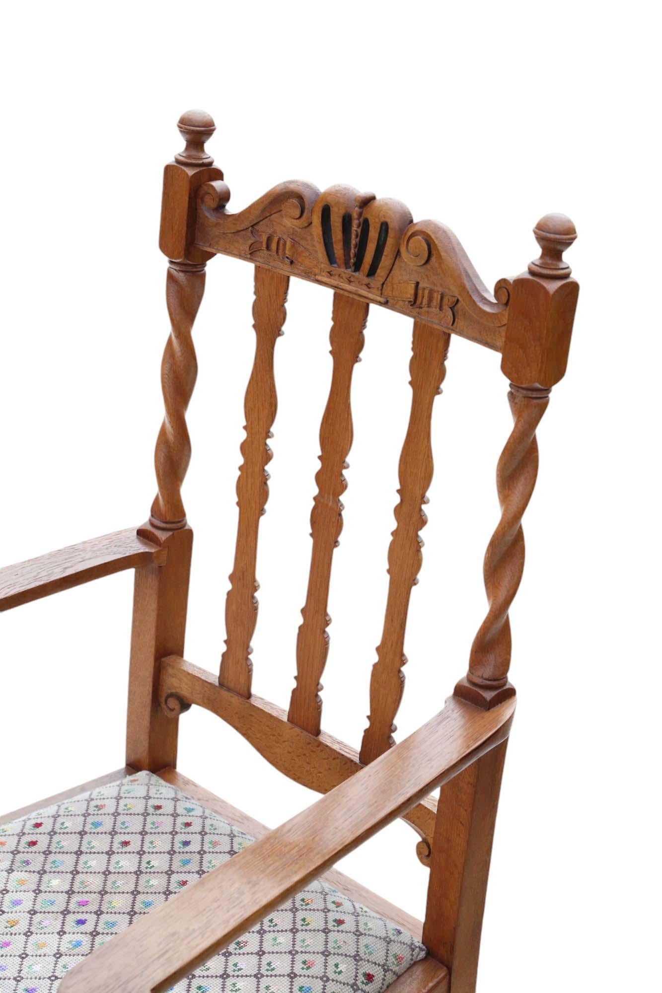 20th Century Antique quality set of 8 (6 plus 2) C1920 Twist Mahogany dining chairs Jacobean For Sale