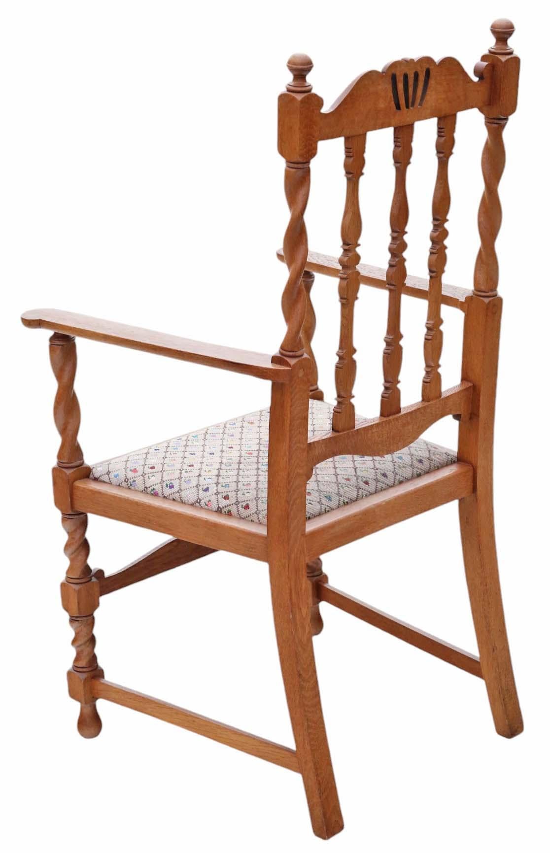 Oak Antique quality set of 8 (6 plus 2) C1920 Twist Mahogany dining chairs Jacobean For Sale