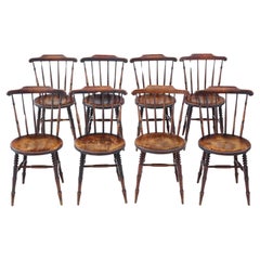Antique quality set of 8 Ibex penny Windsor kitchen dining chairs C1900