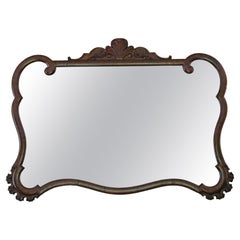 Antique quality shaped C1920 large quality mahogany overmantle or wall mirror