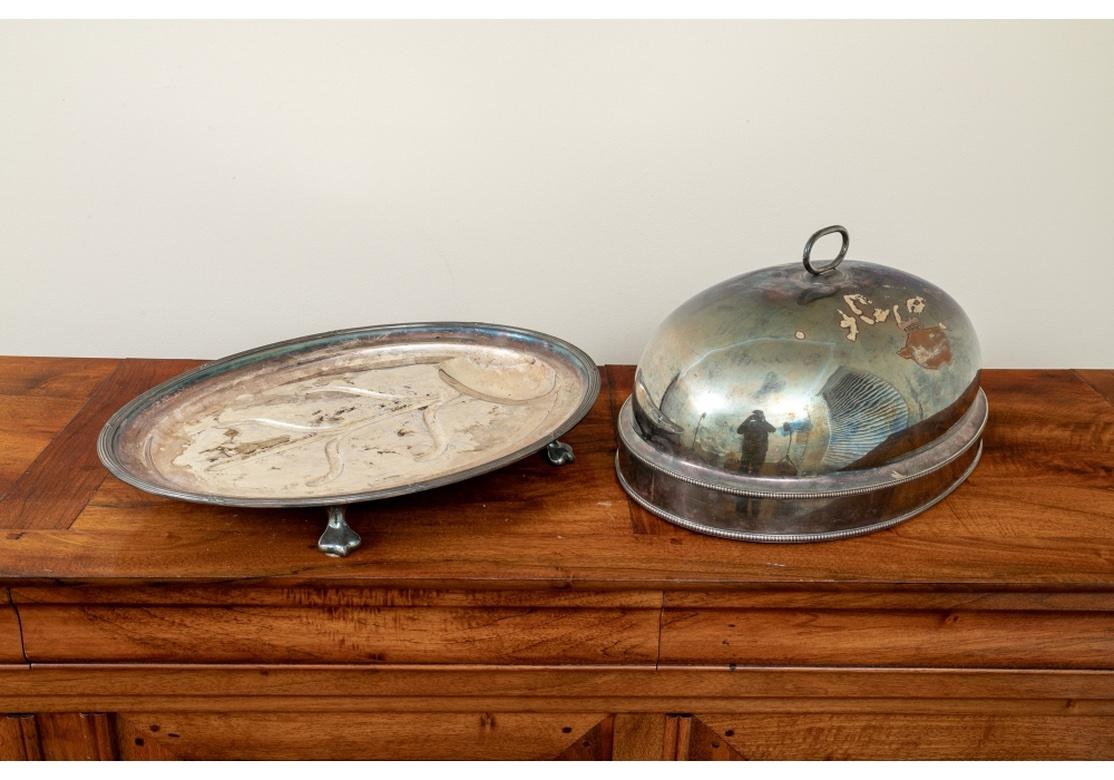 Antique Quality Silver Plated Copper Food Dome and Meat Platter For Sale 5