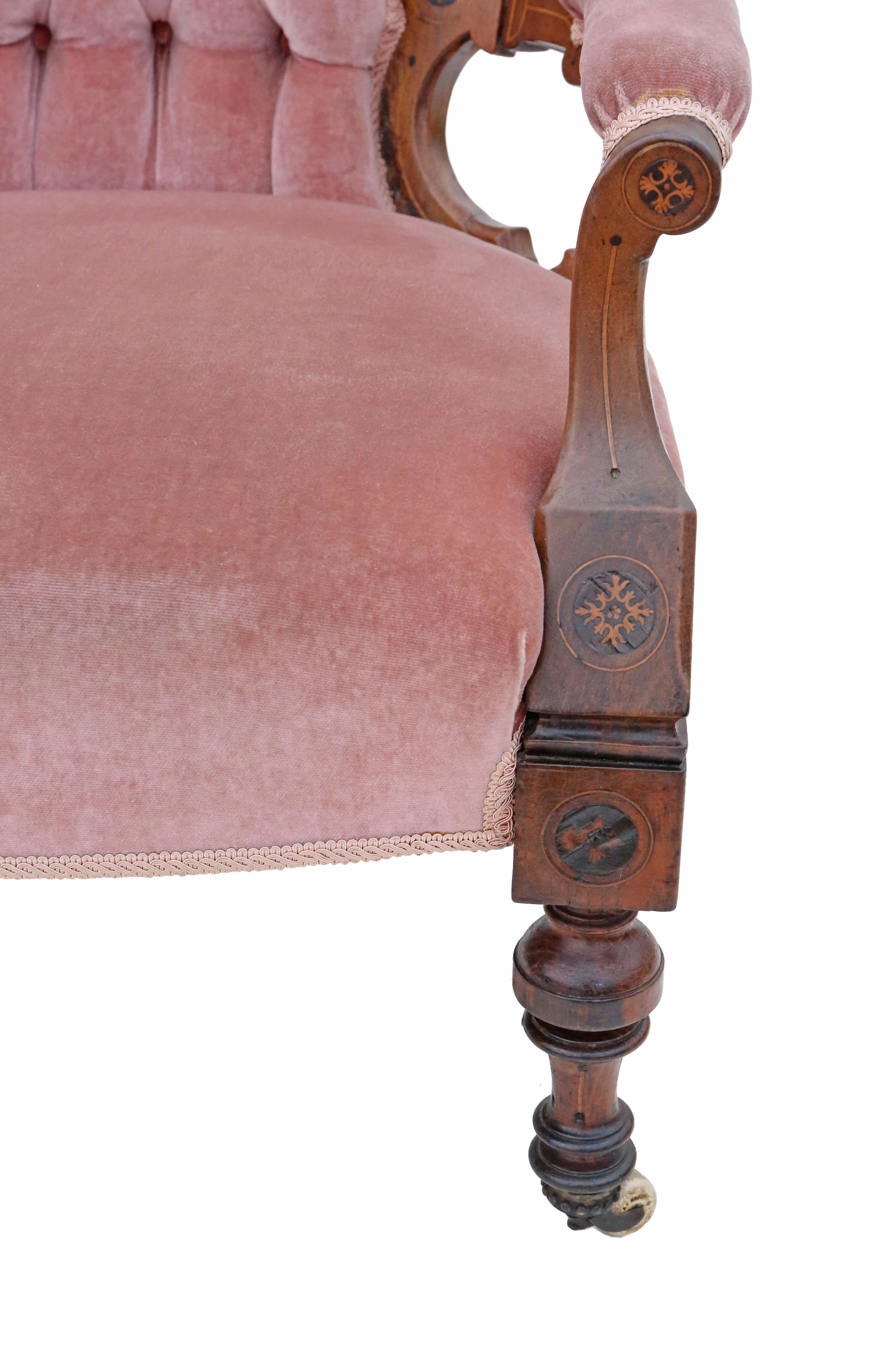 Antiker viktorianischer Sessel mit Intarsien aus Nussbaumholz in antiker Qualität, um 1880 im Angebot 2