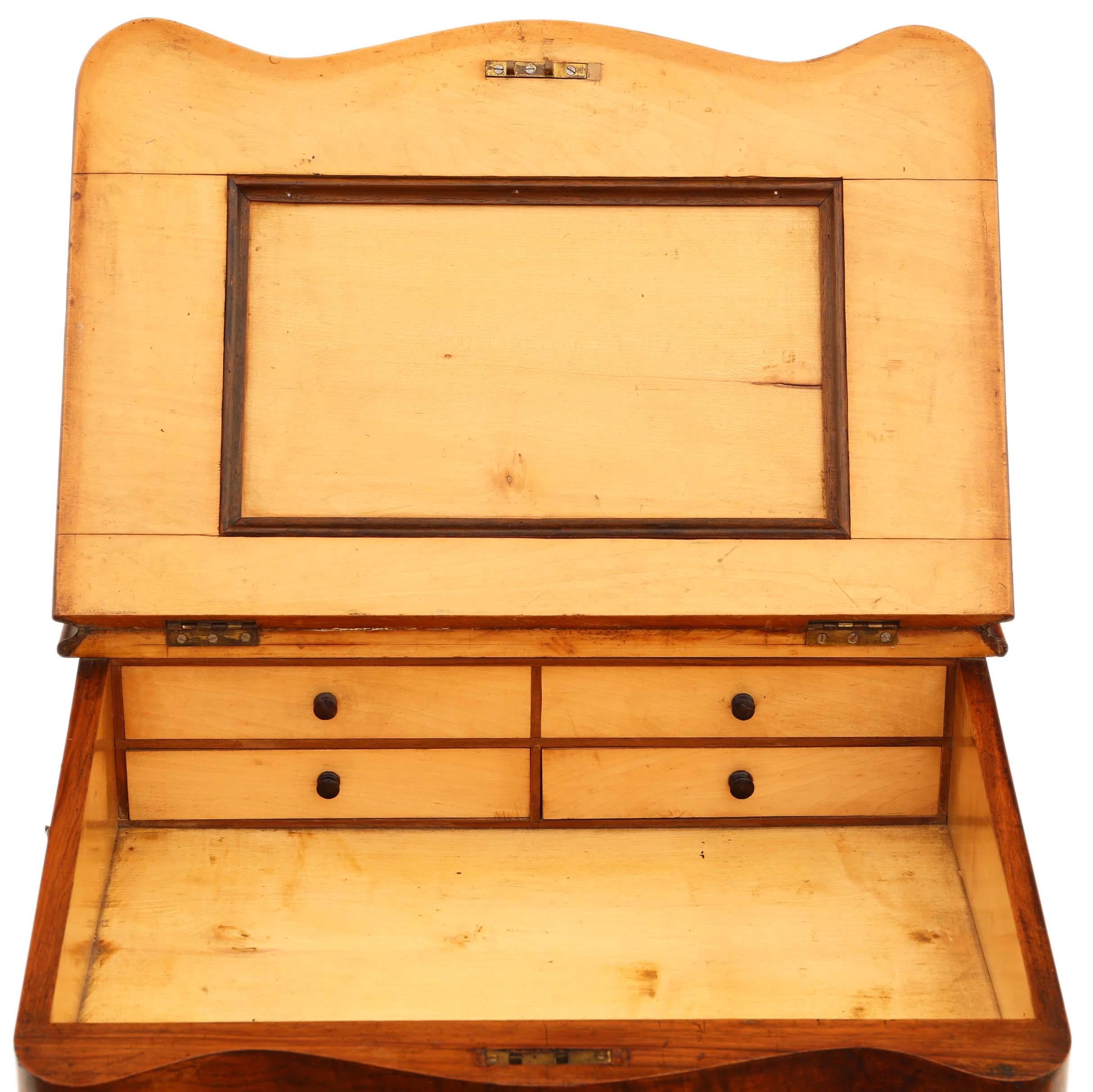 British Antique Quality Victorian Figured Walnut Davenport Desk or Writing Table