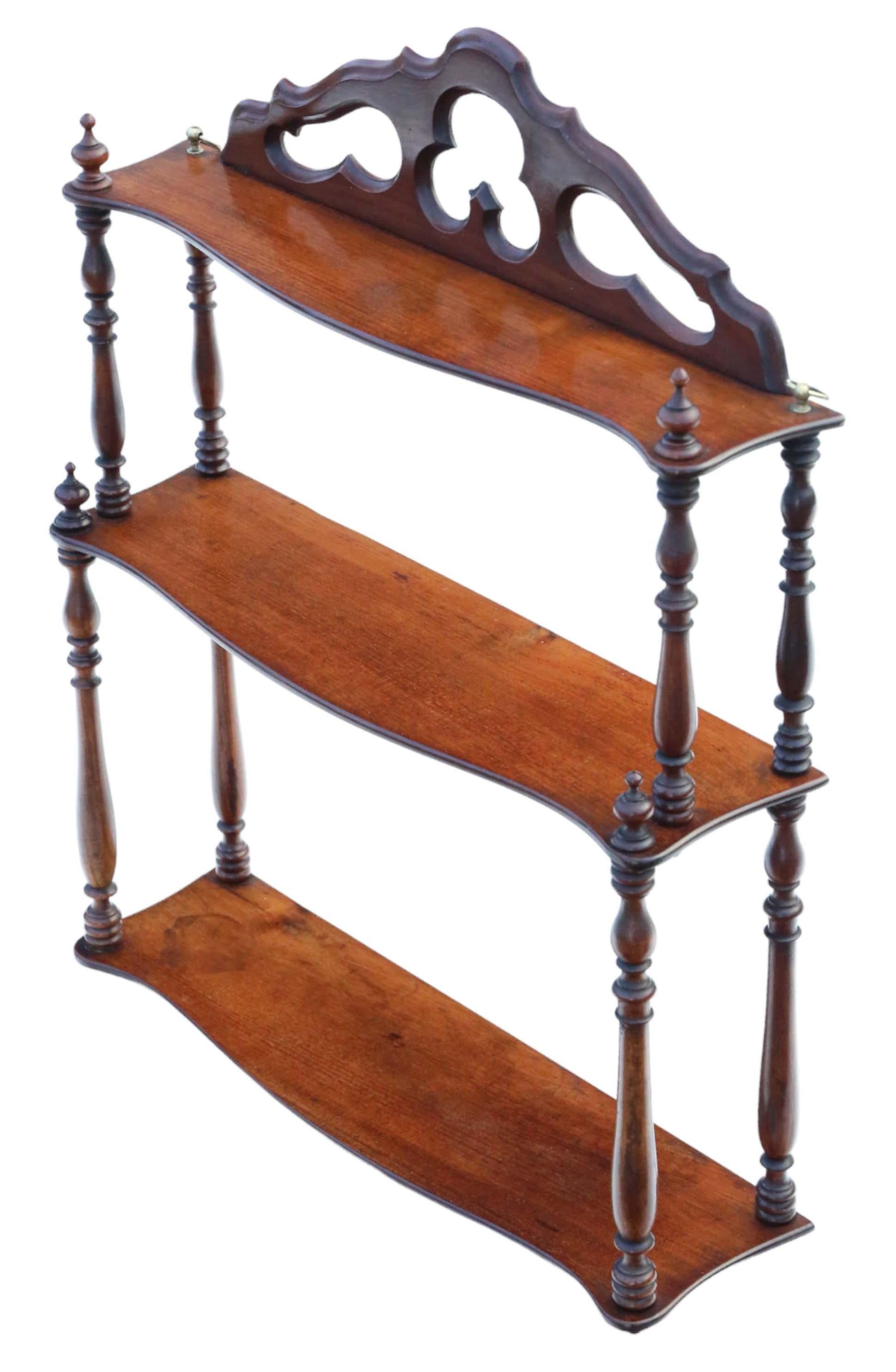Antique quality Victorian Gothic 19th Century mahogany bookcase wall shelves In Good Condition For Sale In Wisbech, Cambridgeshire
