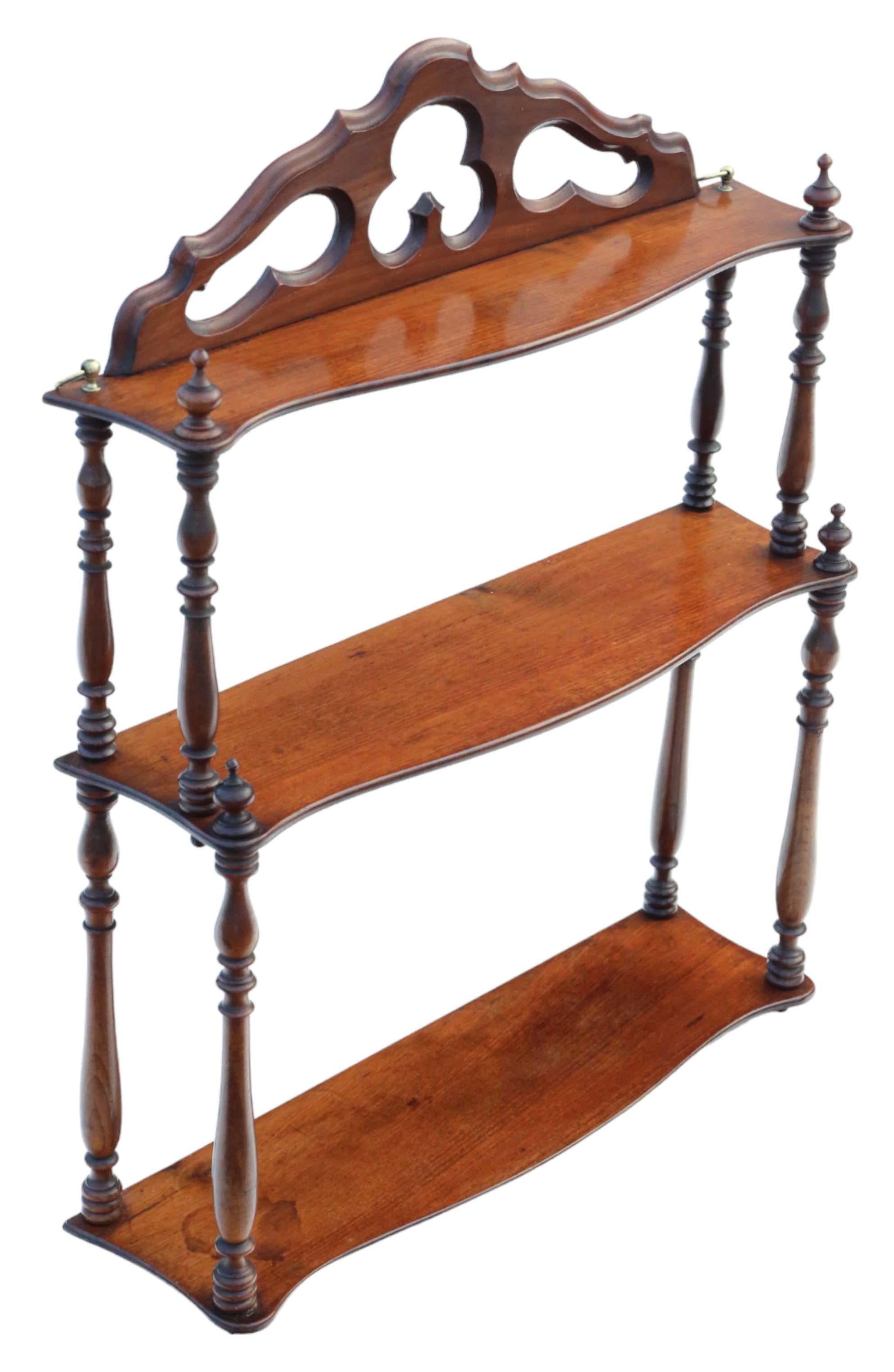 Mahogany Antique quality Victorian Gothic 19th Century mahogany bookcase wall shelves For Sale