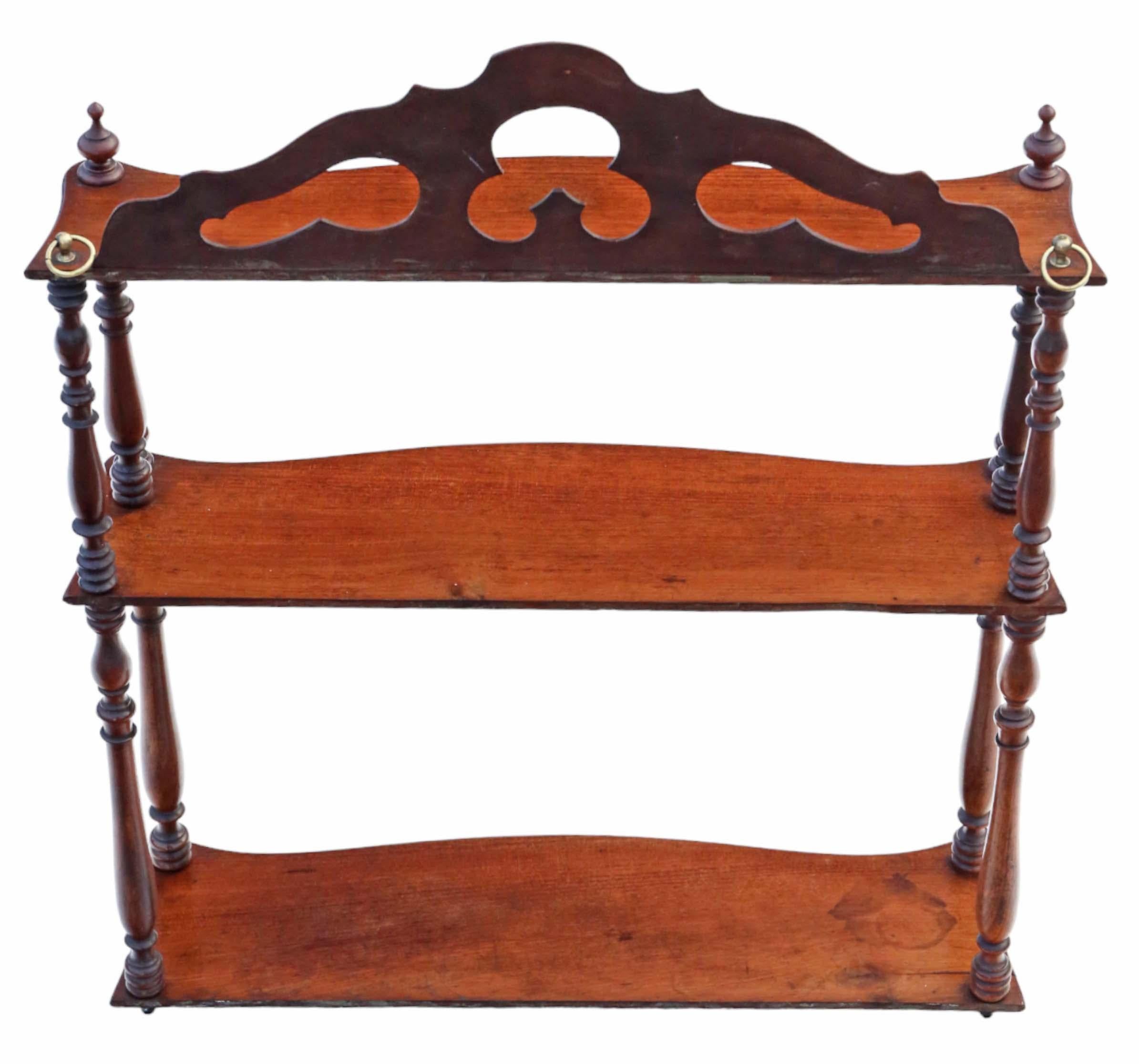 Antique quality Victorian Gothic 19th Century mahogany bookcase wall shelves For Sale 1