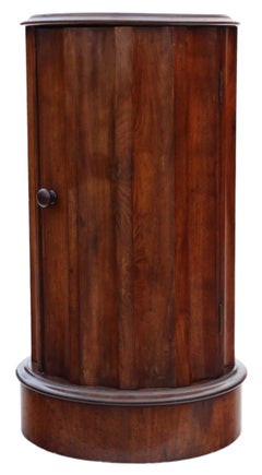 Antique quality Victorian mahogany fluted cylinder bedside table cupboard cabine
