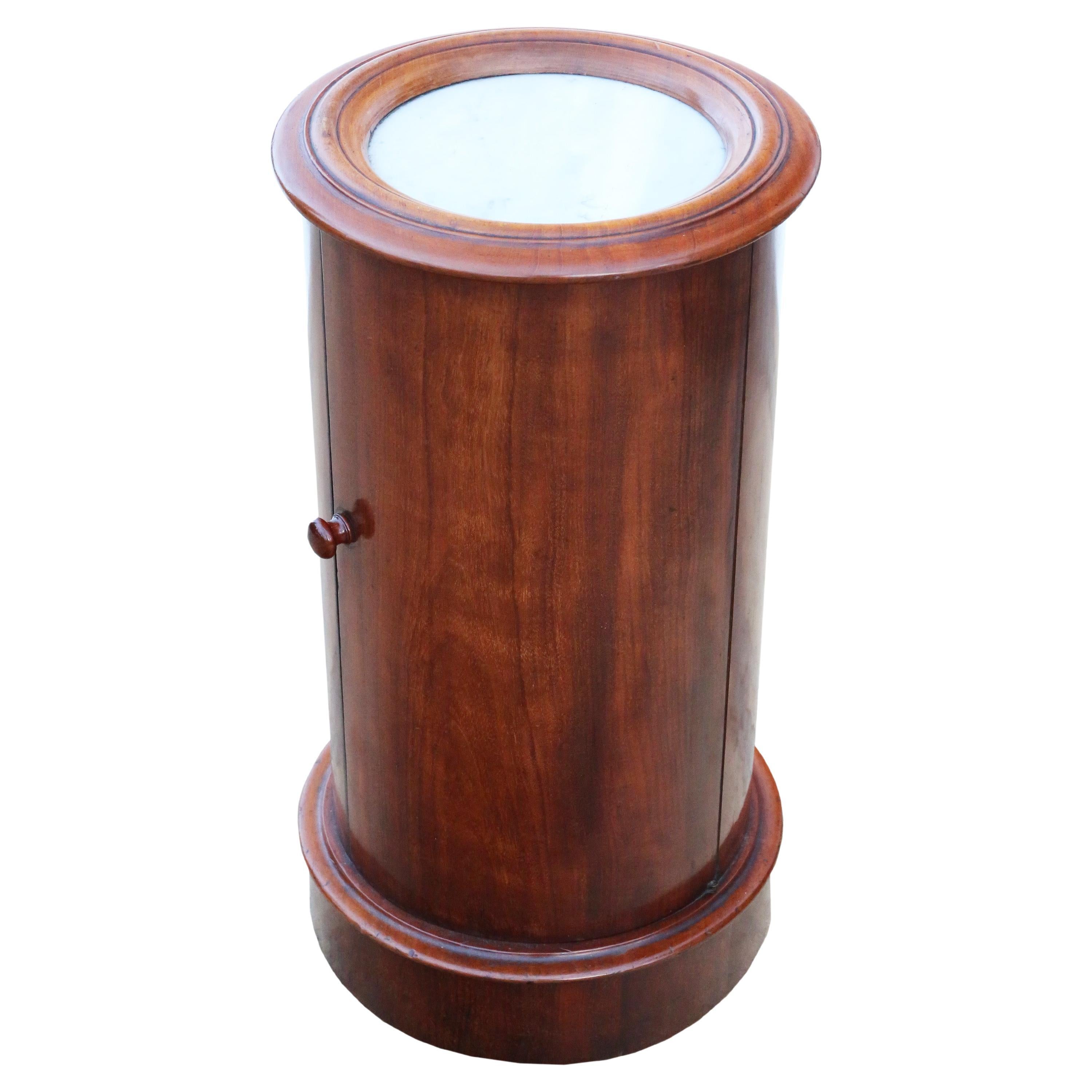 Antique table de chevet à cylindre en marbre de qualité victorienne Cabine Cupboard