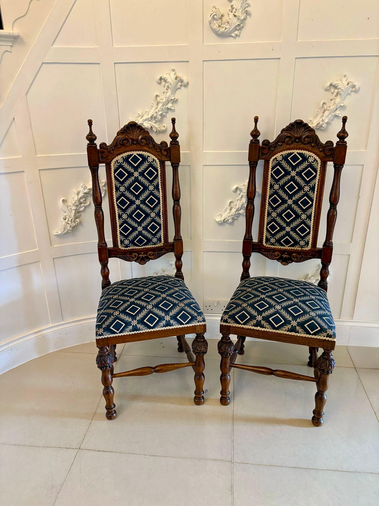 Paire de chaises d'appoint/de salon en Oak Oak sculpté, de style victorien, de qualité ancienne en vente 10