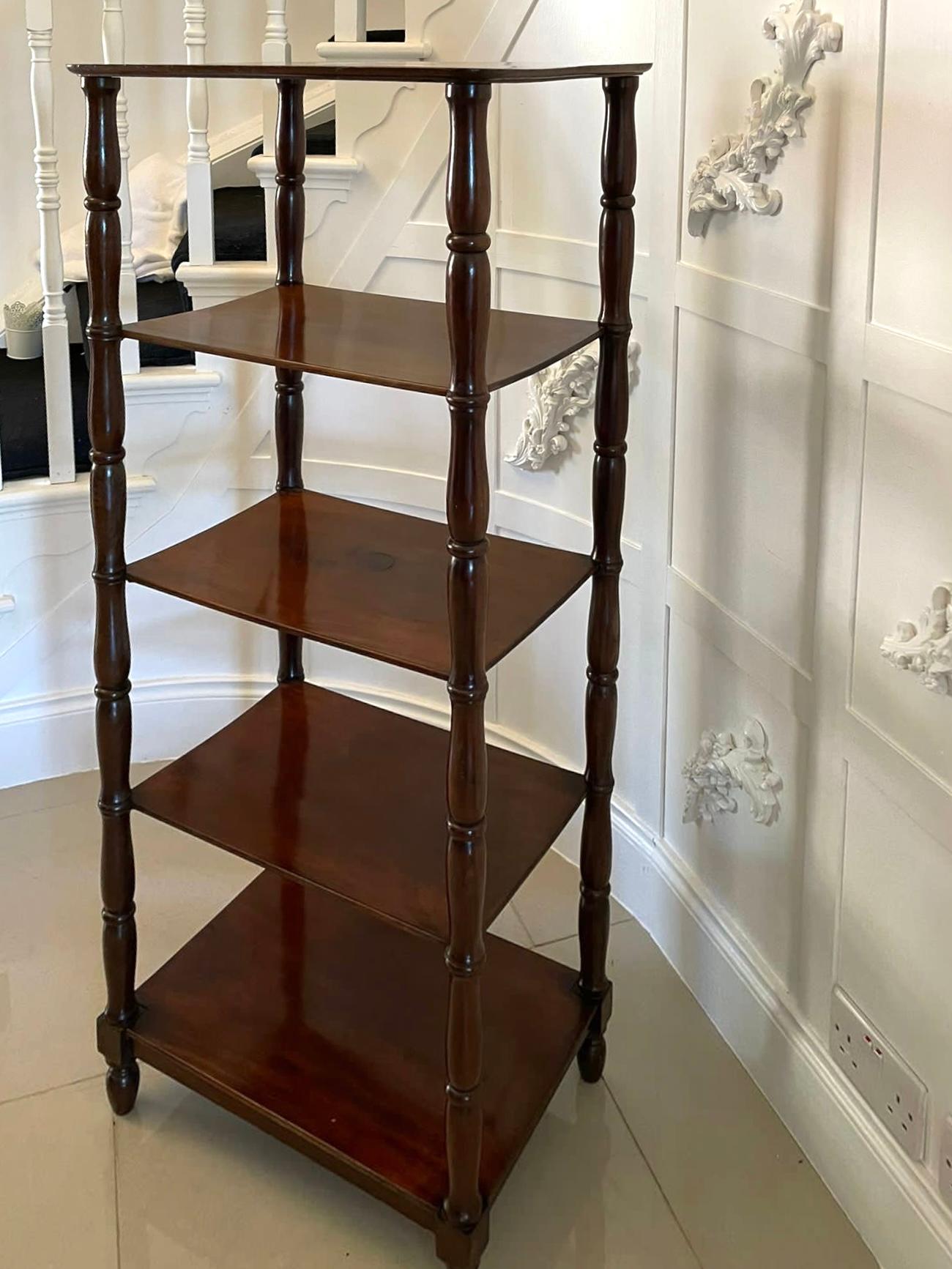 Mid-19th Century Antique Quality William IV Mahogany Freestanding Five Tier Whatnot For Sale