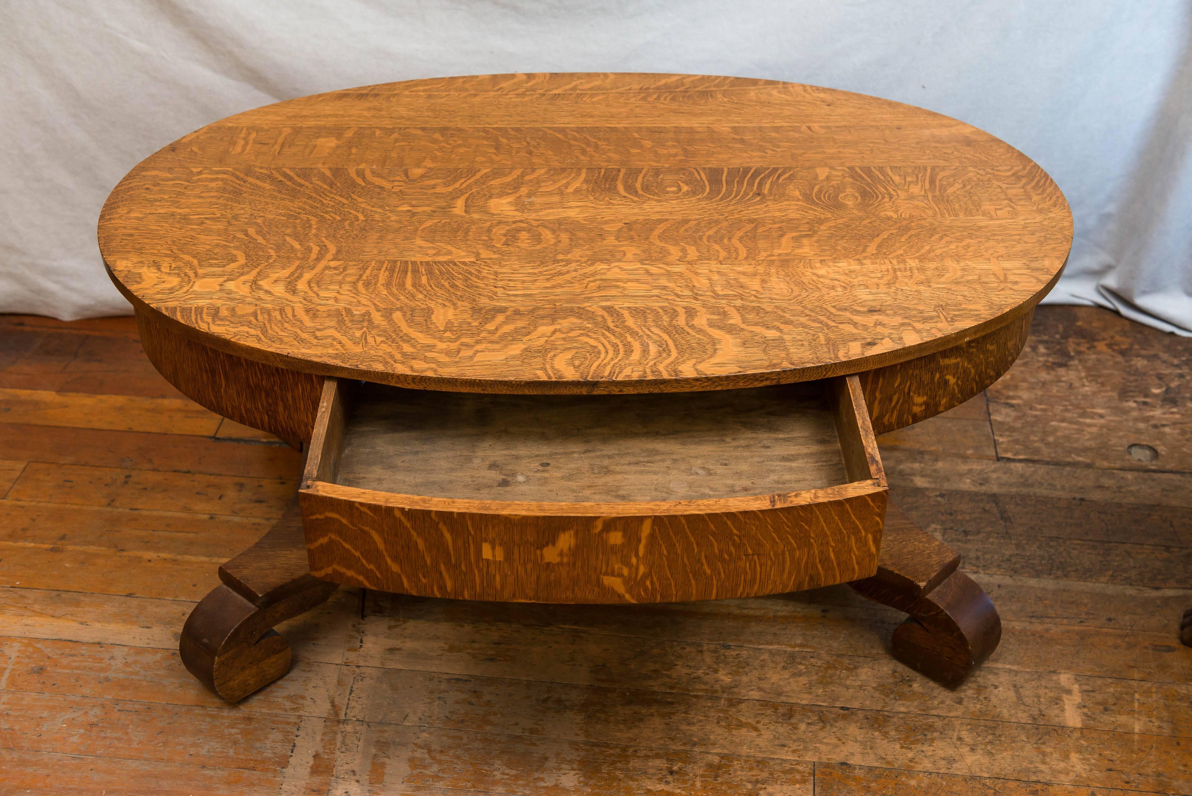 Hand-Crafted Antique Quarter Sawn American Oak Coffee Table