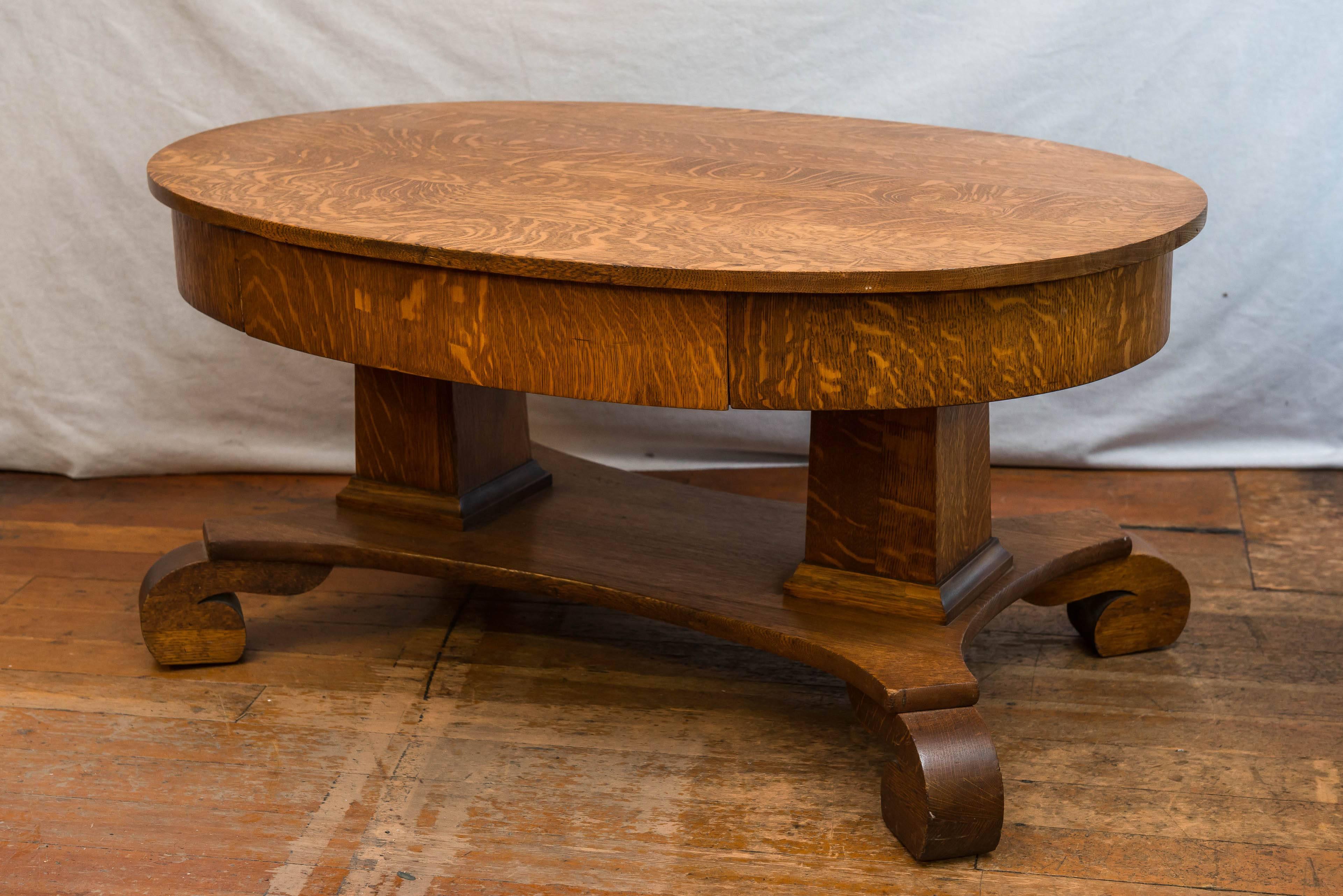 20th Century Antique Quarter Sawn American Oak Coffee Table