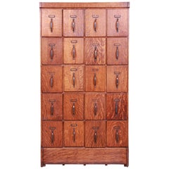 Antique Quarter Sawn Oak 20-Drawer Deed Filing Cabinet, circa 1890