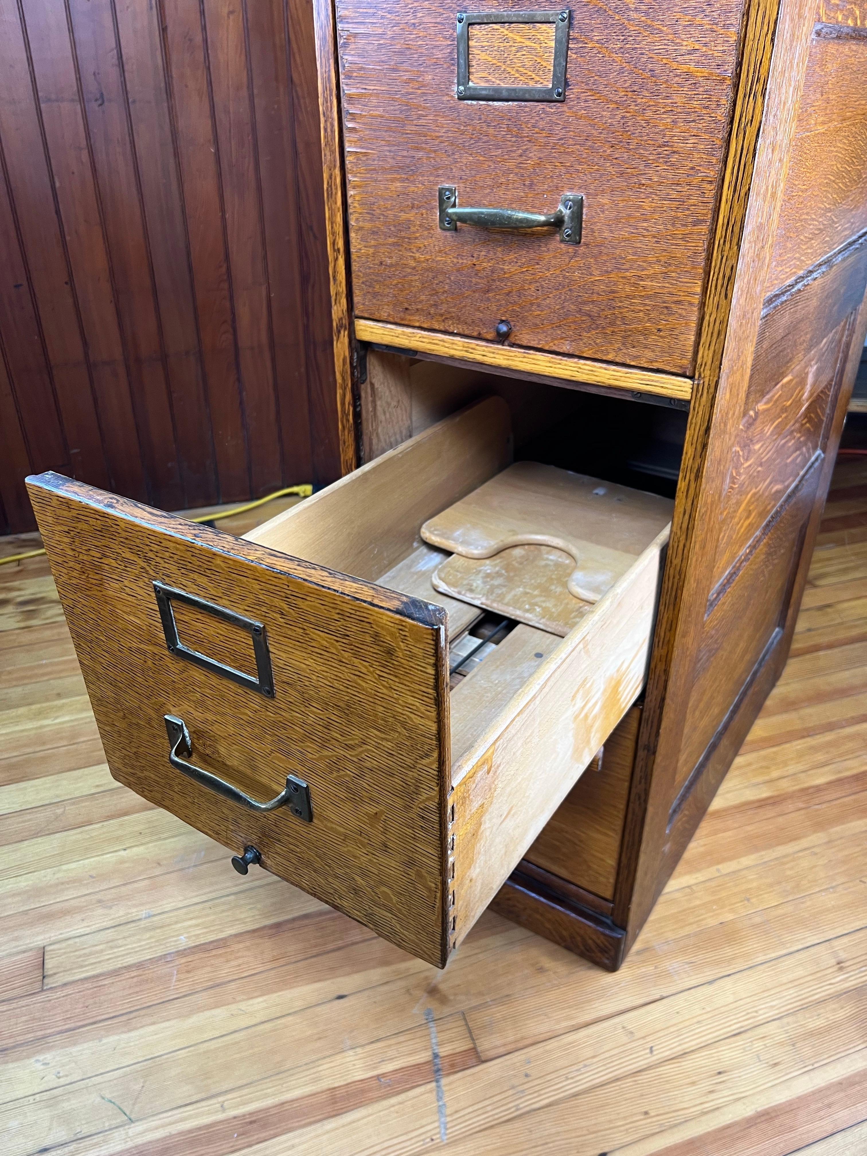 Antique Quarter Sawn Oak File Cabinet For Sale 6