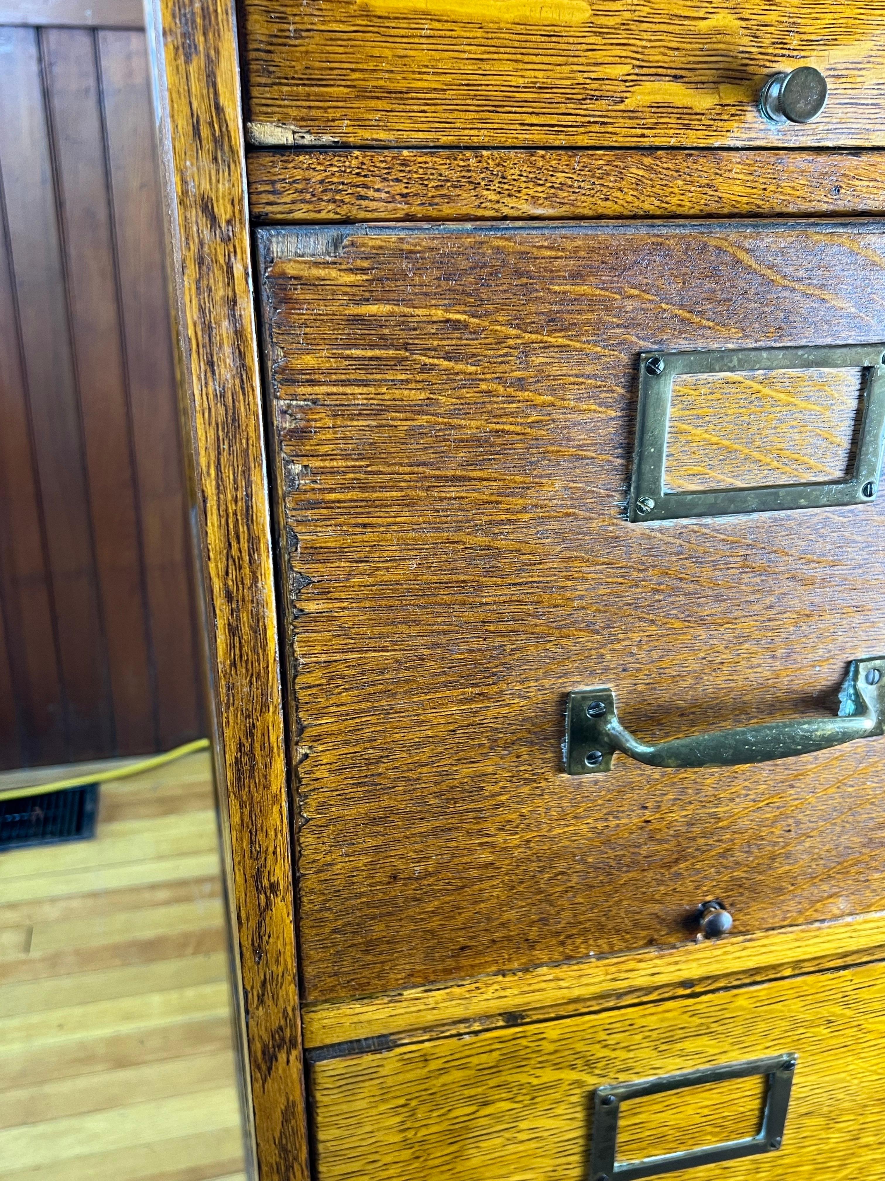 Antique Quarter Sawn Oak File Cabinet For Sale 3