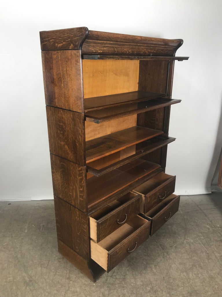 Antique Quarter Sawn Oak Stacking Lawyers Bookcase, Grand Rapids at 1stDibs
