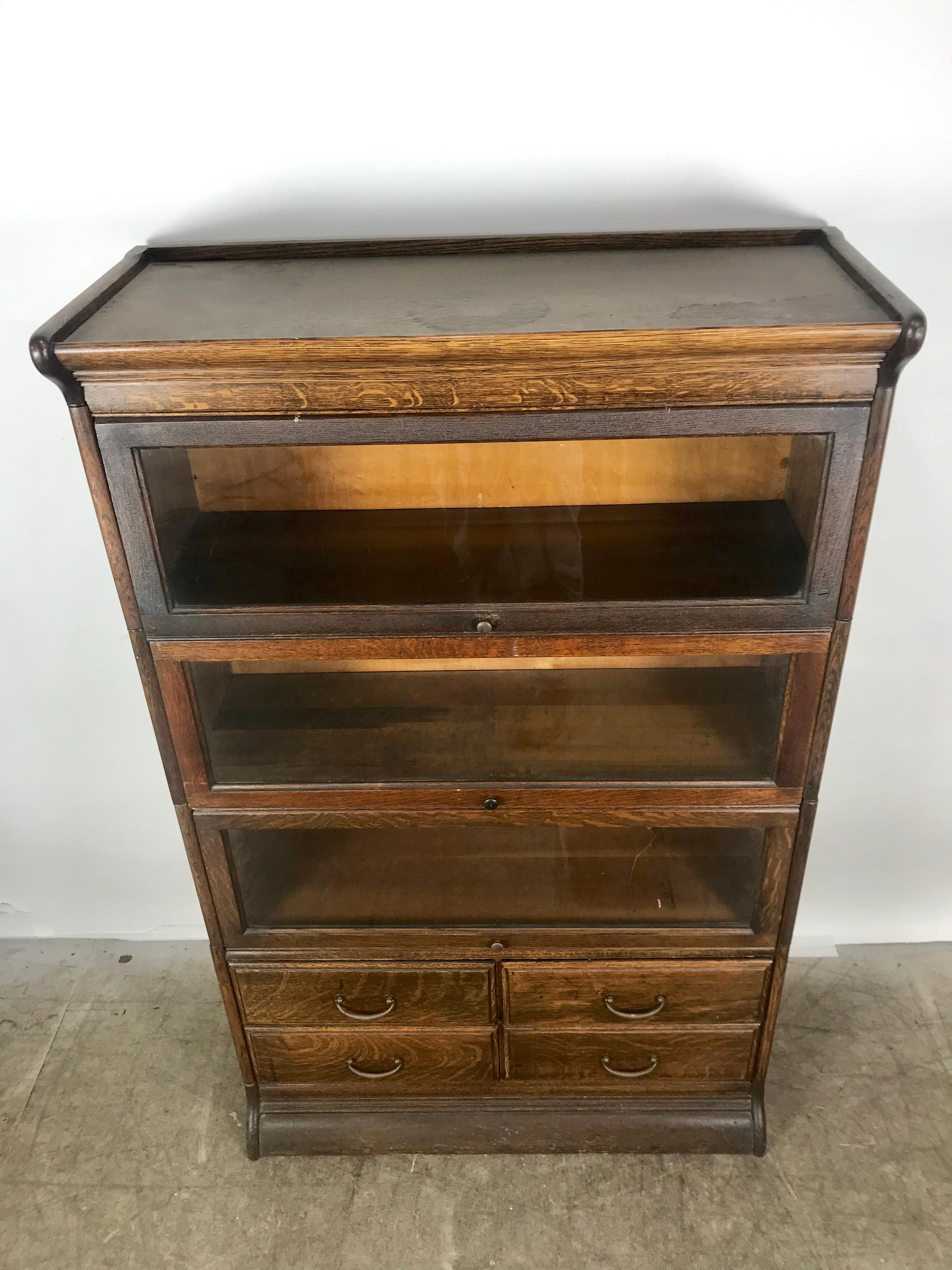 American Antique Quarter Sawn Oak Stacking Lawyers Bookcase, Grand Rapids