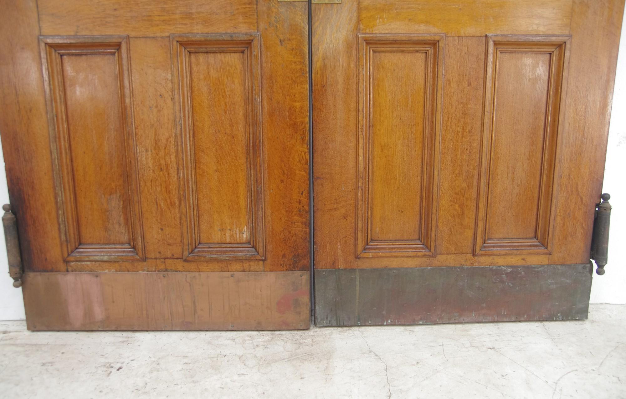 American Antique Quarter Sawn Oak Swinging Double Doors with 5 Panes