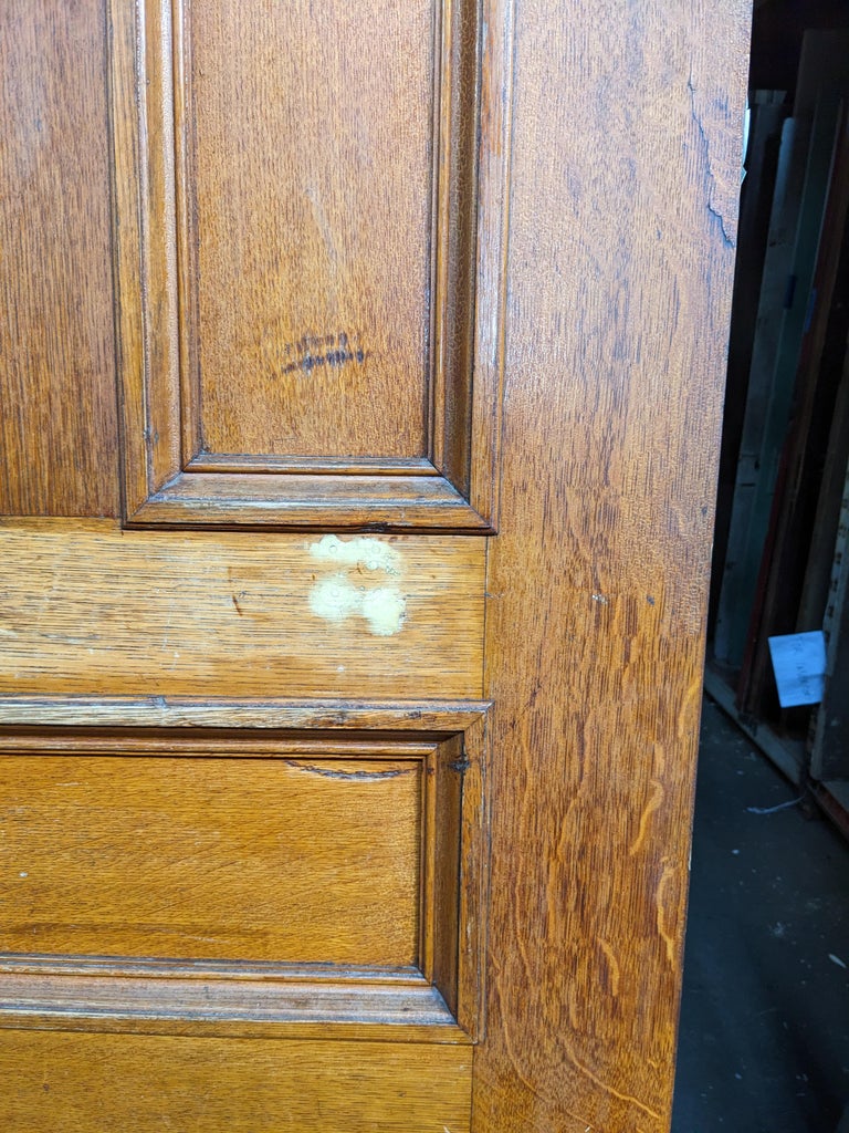 Antique Quarter Sawn Oak Swinging Double Doors with 5 Panes For Sale at