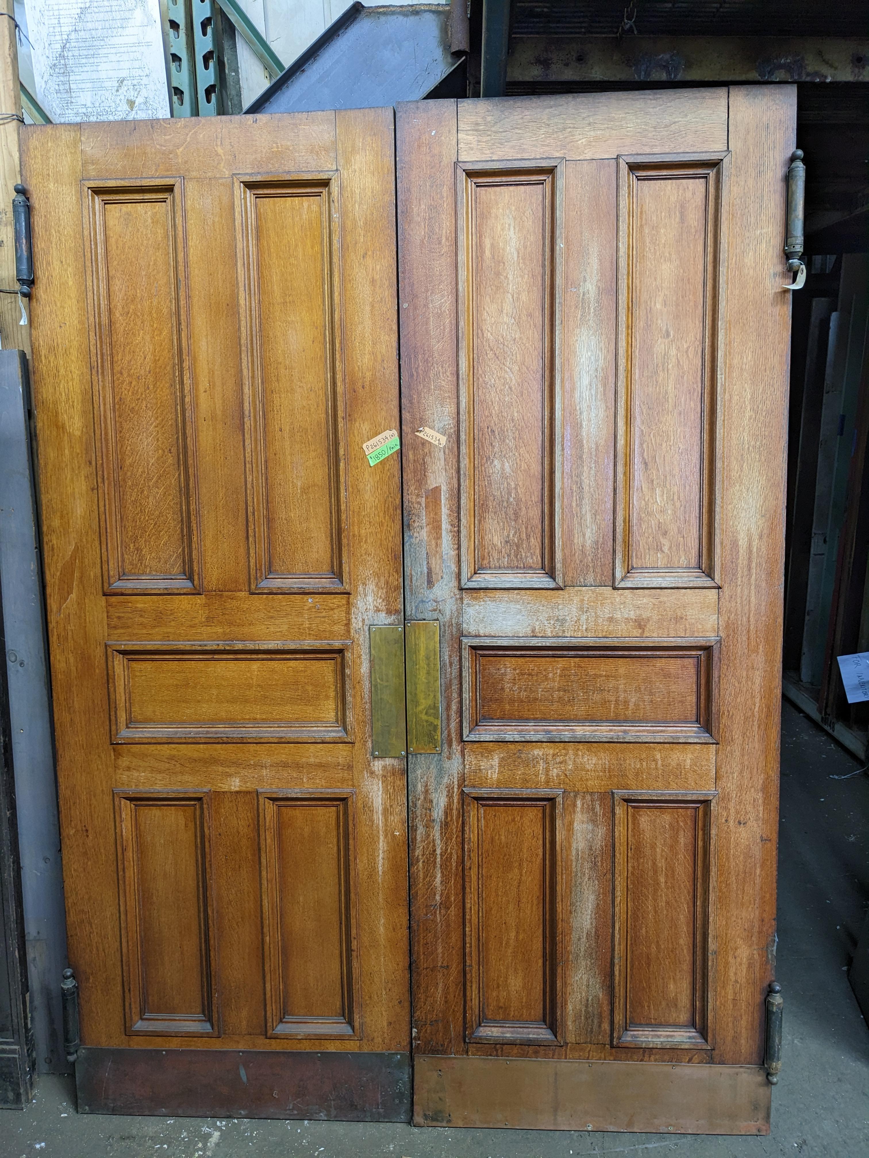 Antique Quarter Sawn Oak Swinging Double Doors with 5 Panes 4