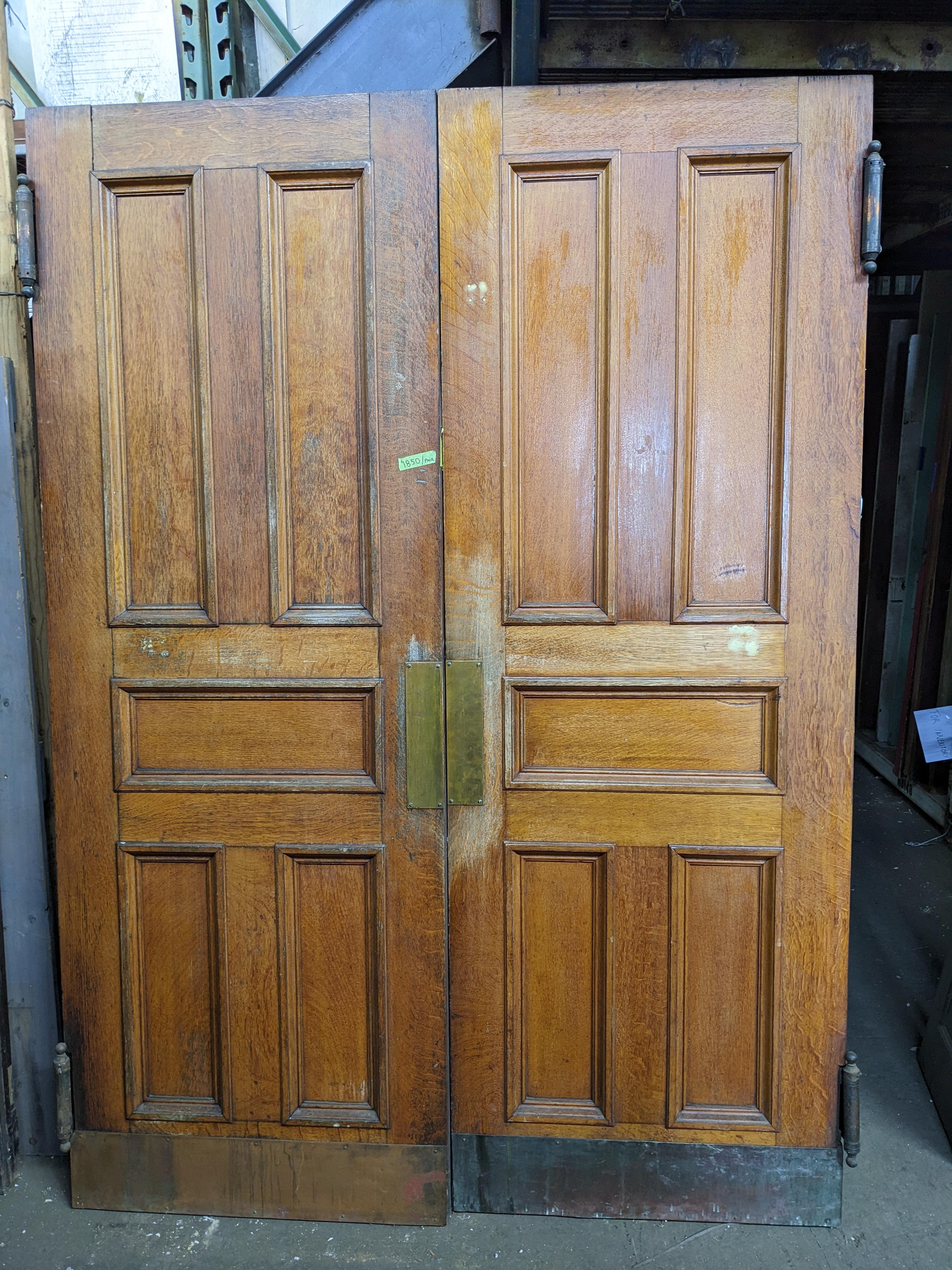 Antique Quarter Sawn Oak Swinging Double Doors with 5 Panes 2