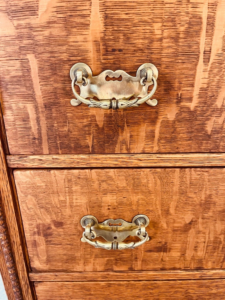 Antique Quarter Sawn Oak Wood Tall Dresser at 1stDibs